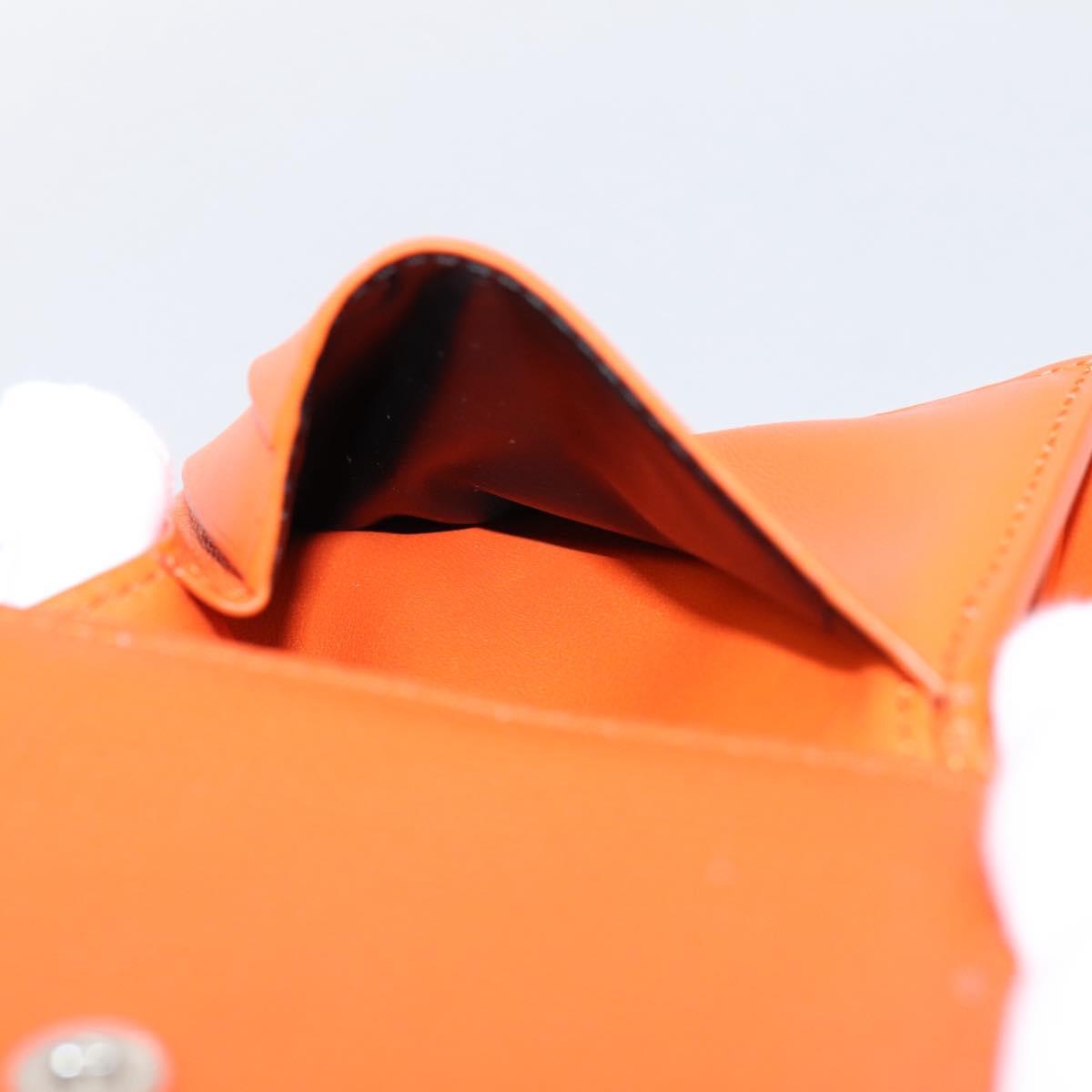 LOEWE Compact Wallet Leather Orange Silver Auth 207651V
