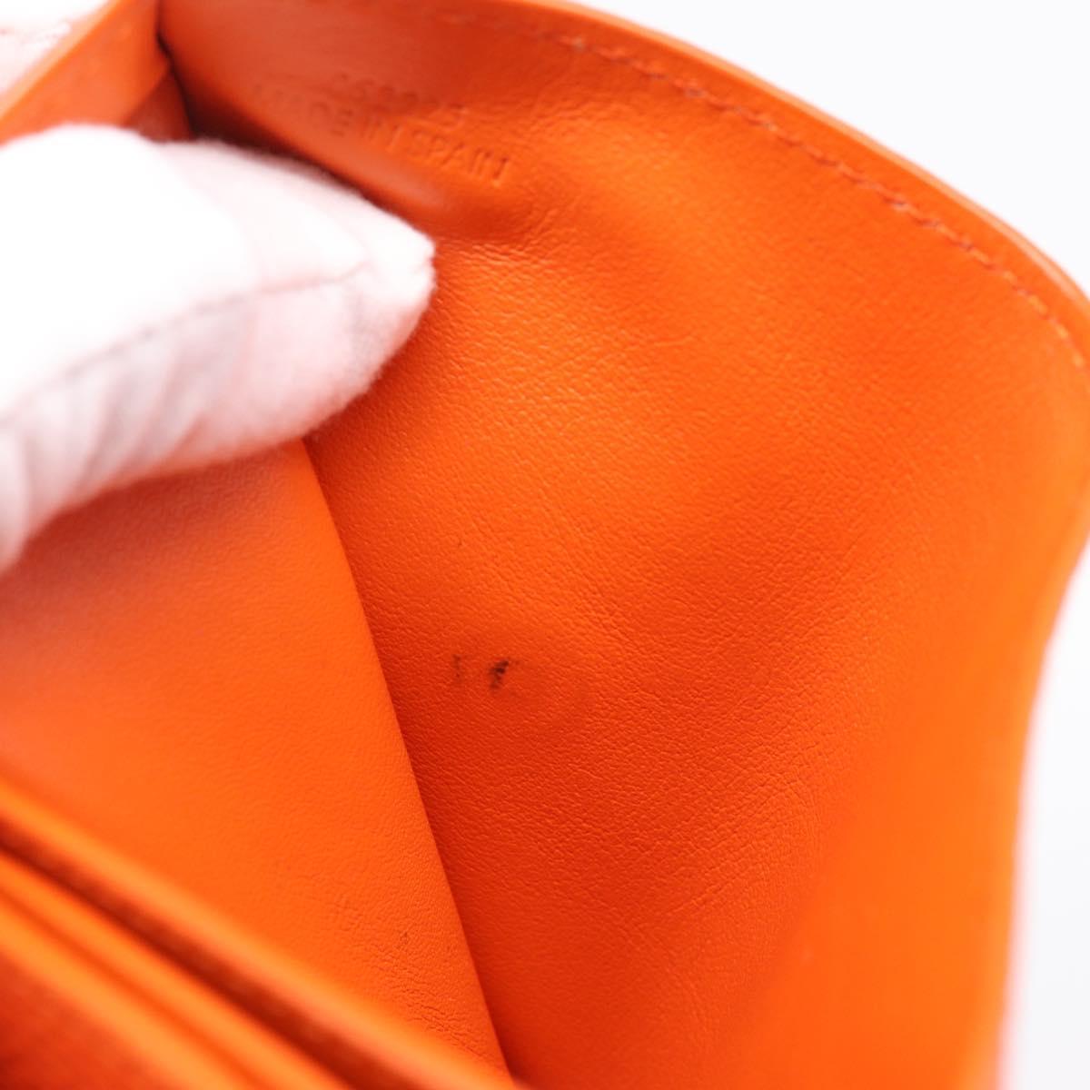 LOEWE Compact Wallet Leather Orange Silver Auth 207651V