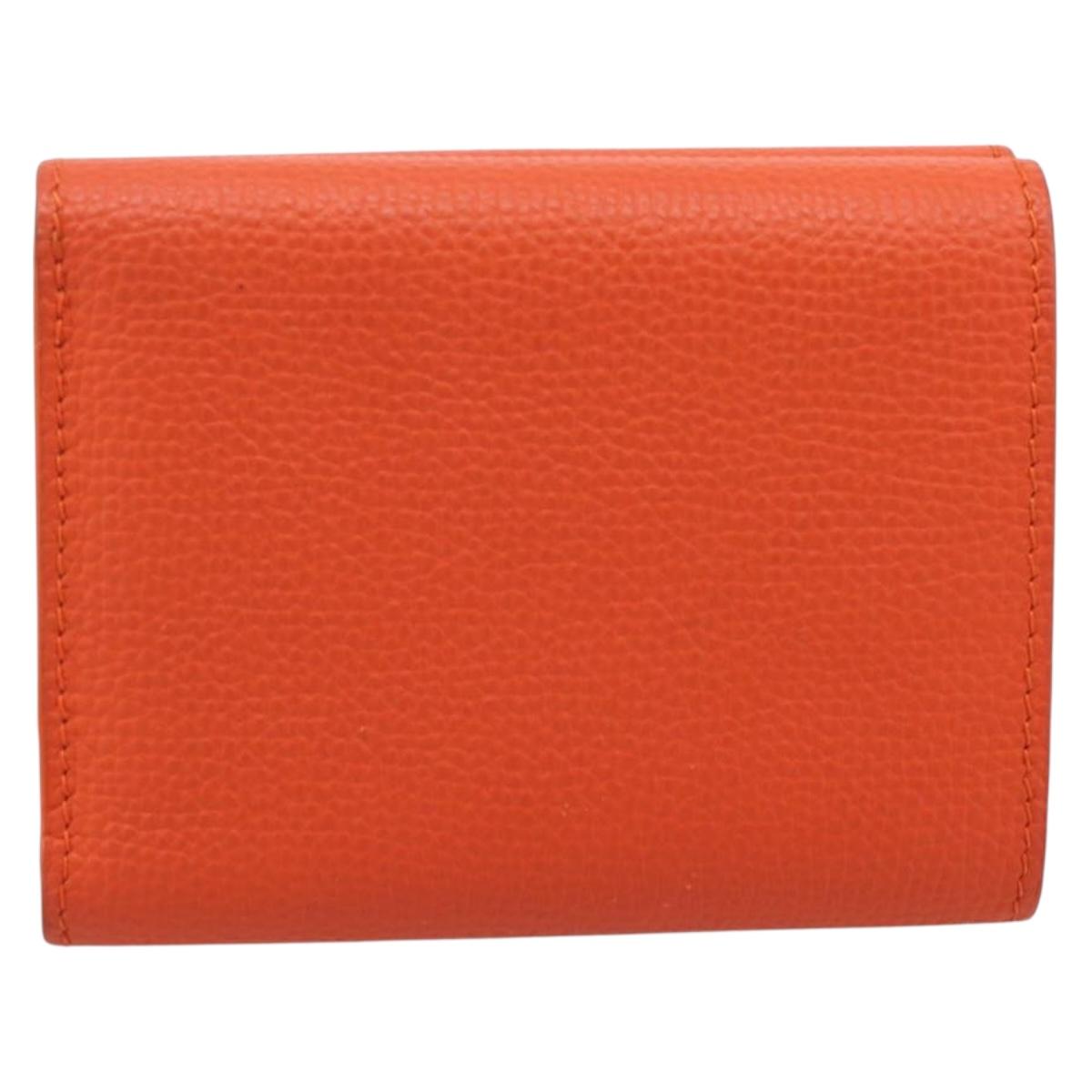 LOEWE Compact Wallet Leather Orange Silver Auth 207651V