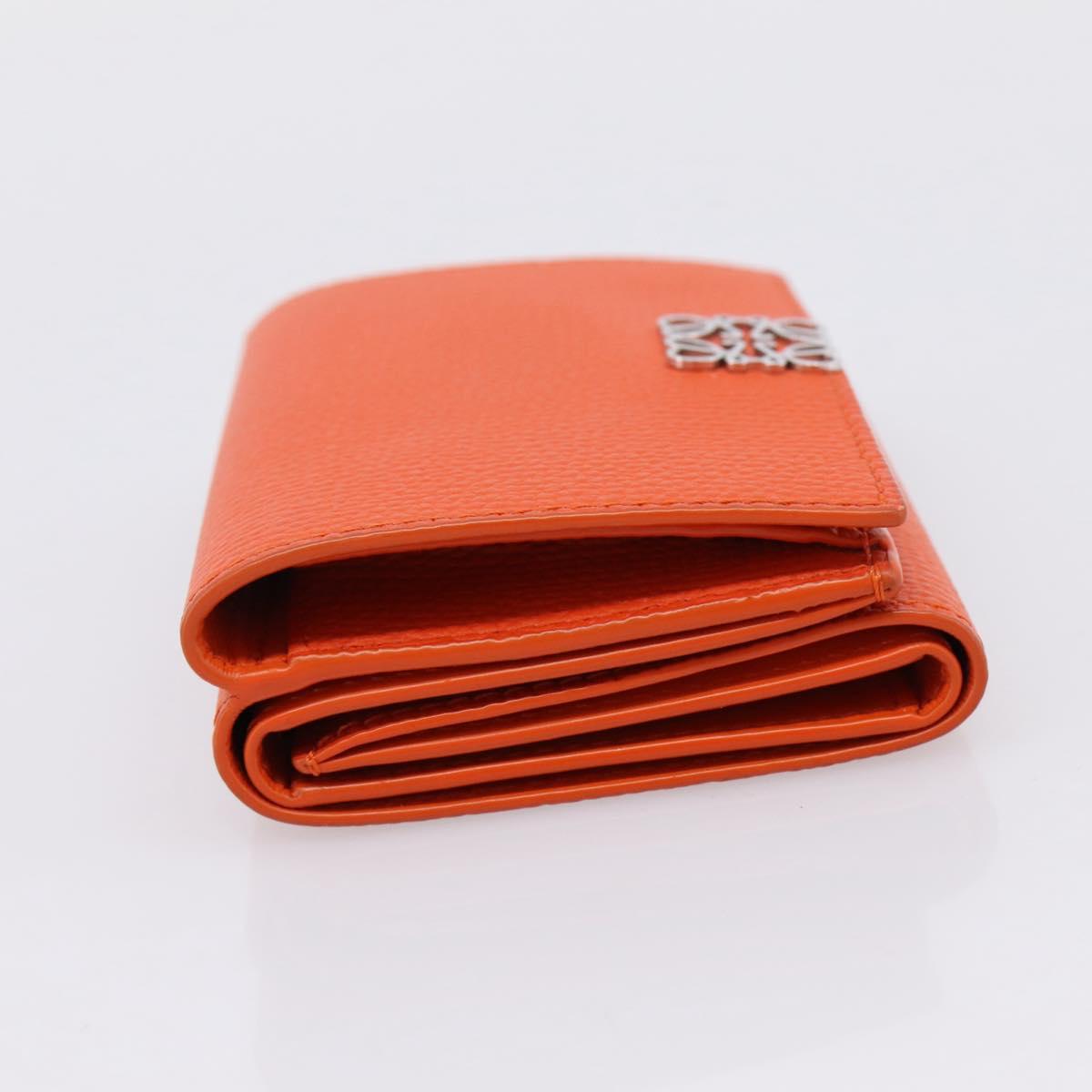 LOEWE Compact Wallet Leather Orange Silver Auth 207651V