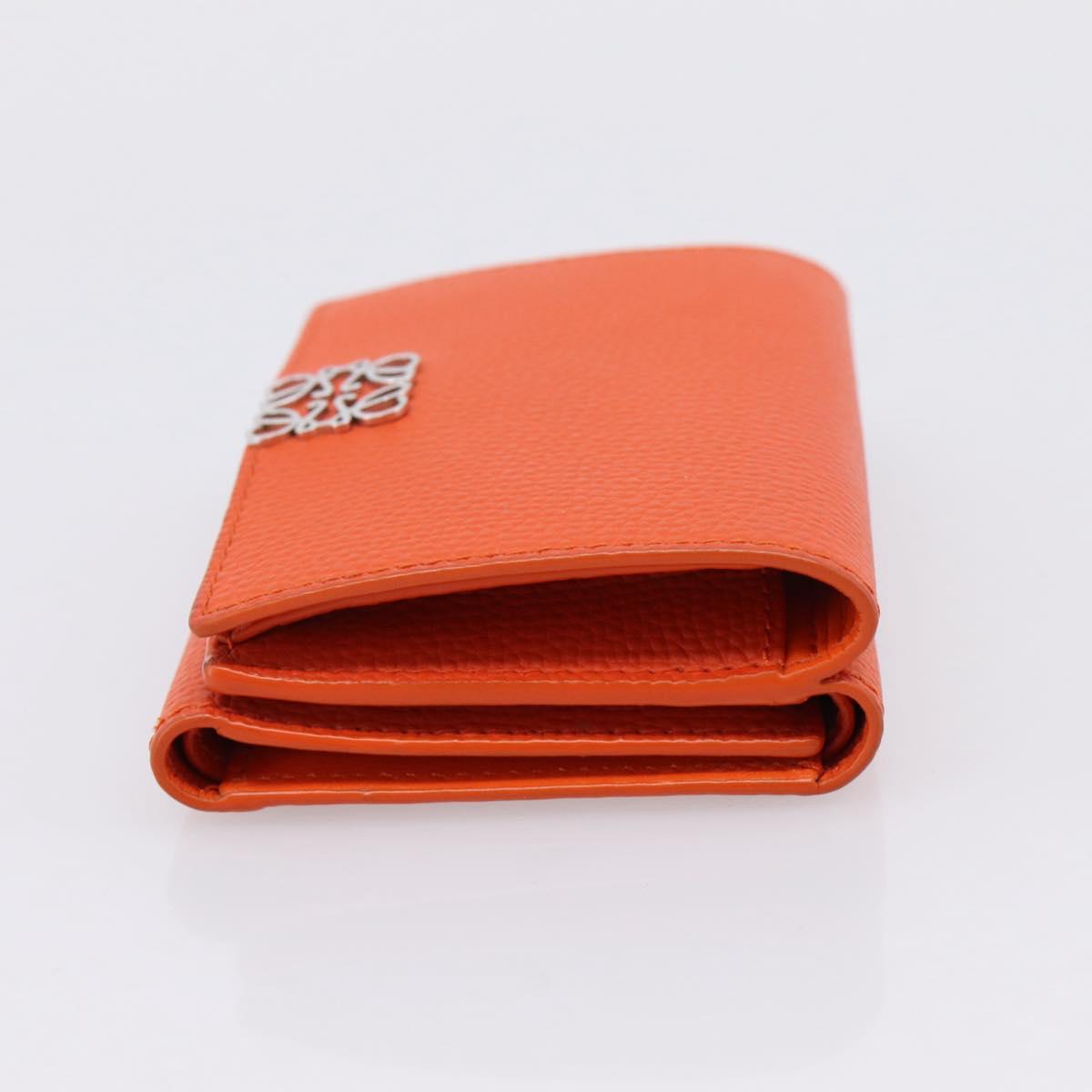 LOEWE Compact Wallet Leather Orange Silver Auth 207651V