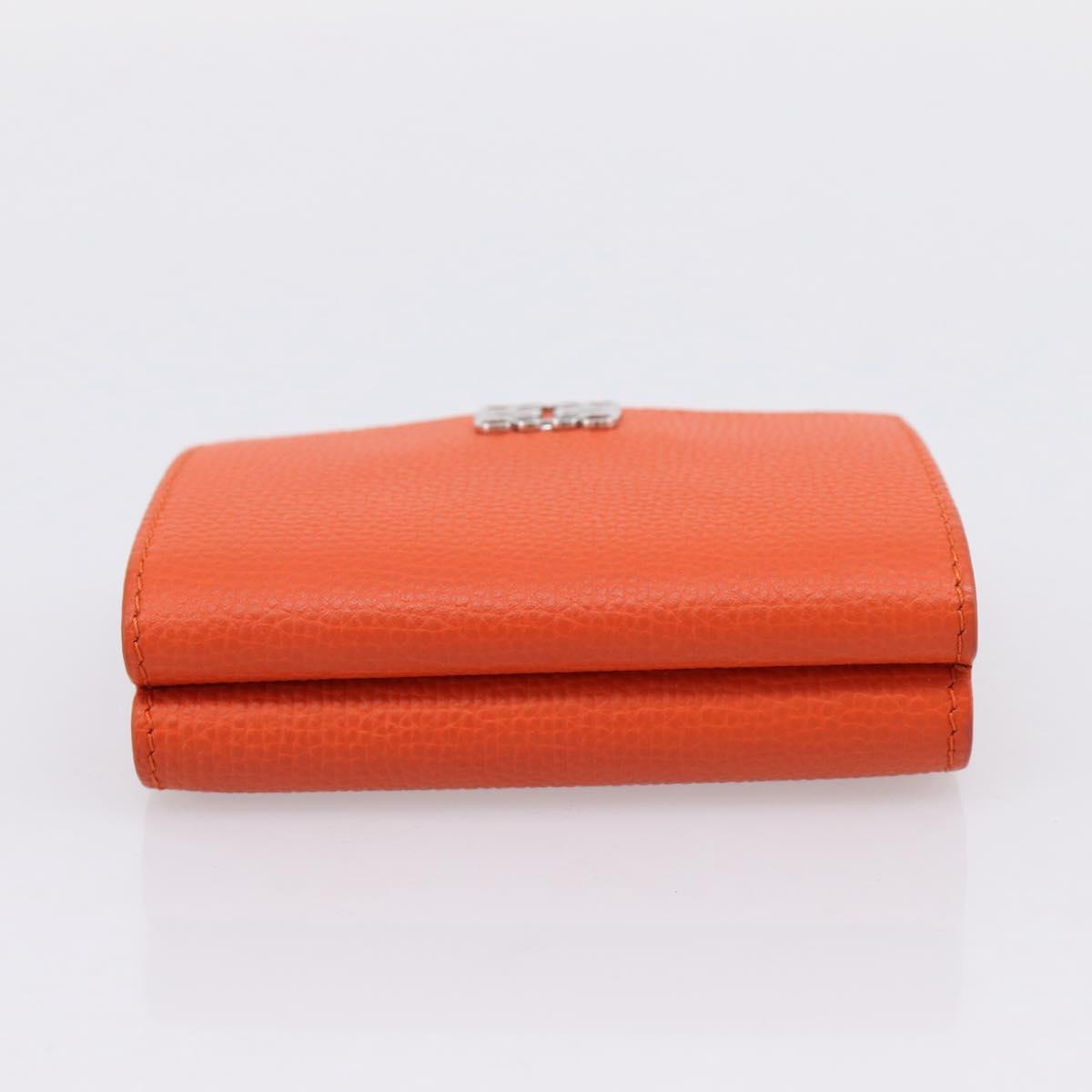 LOEWE Compact Wallet Leather Orange Silver Auth 207651V