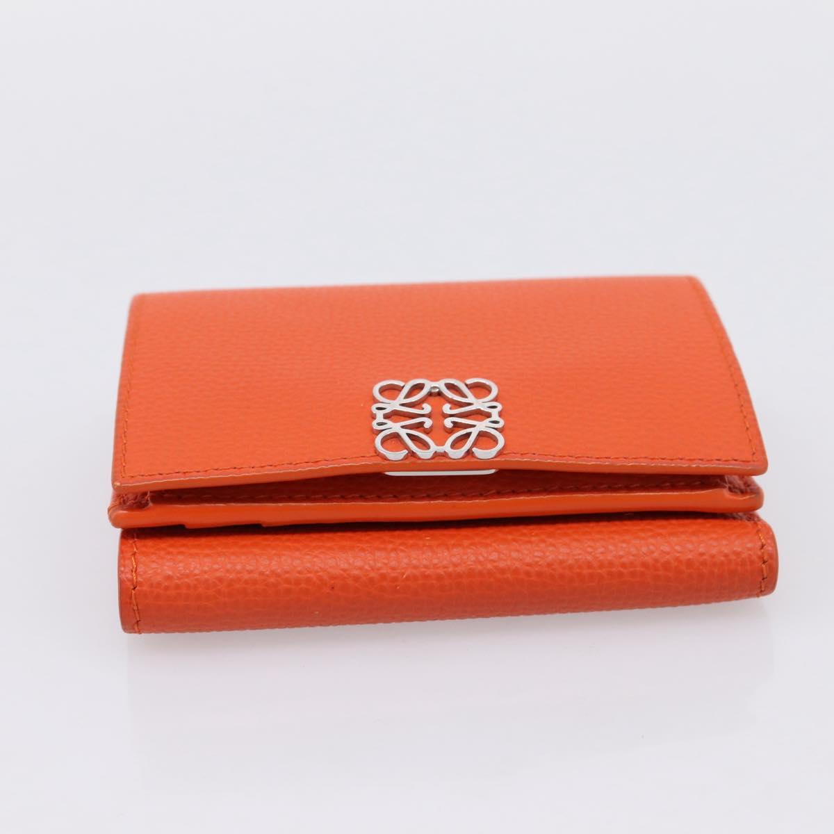 LOEWE Compact Wallet Leather Orange Silver Auth 207651V