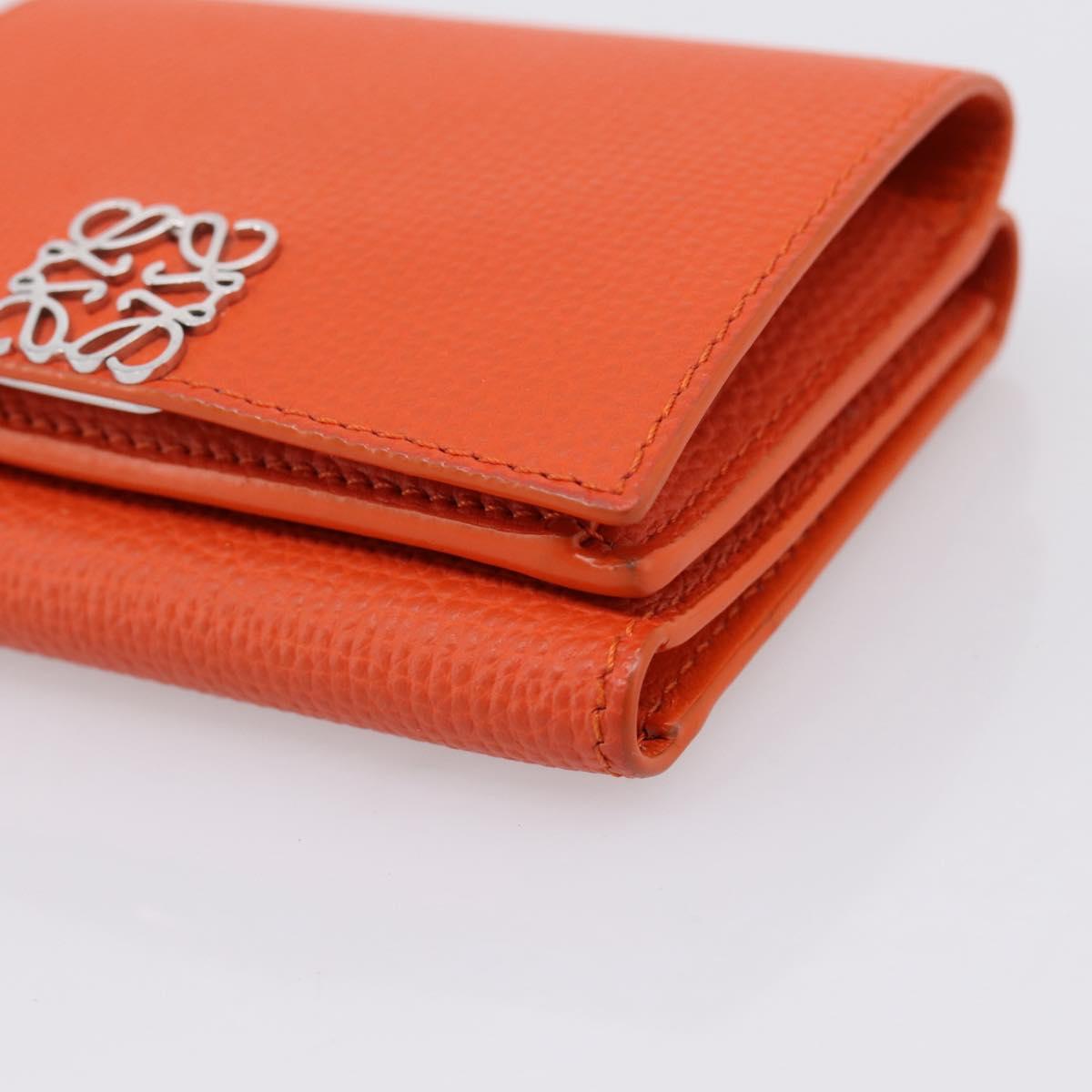 LOEWE Compact Wallet Leather Orange Silver Auth 207651V