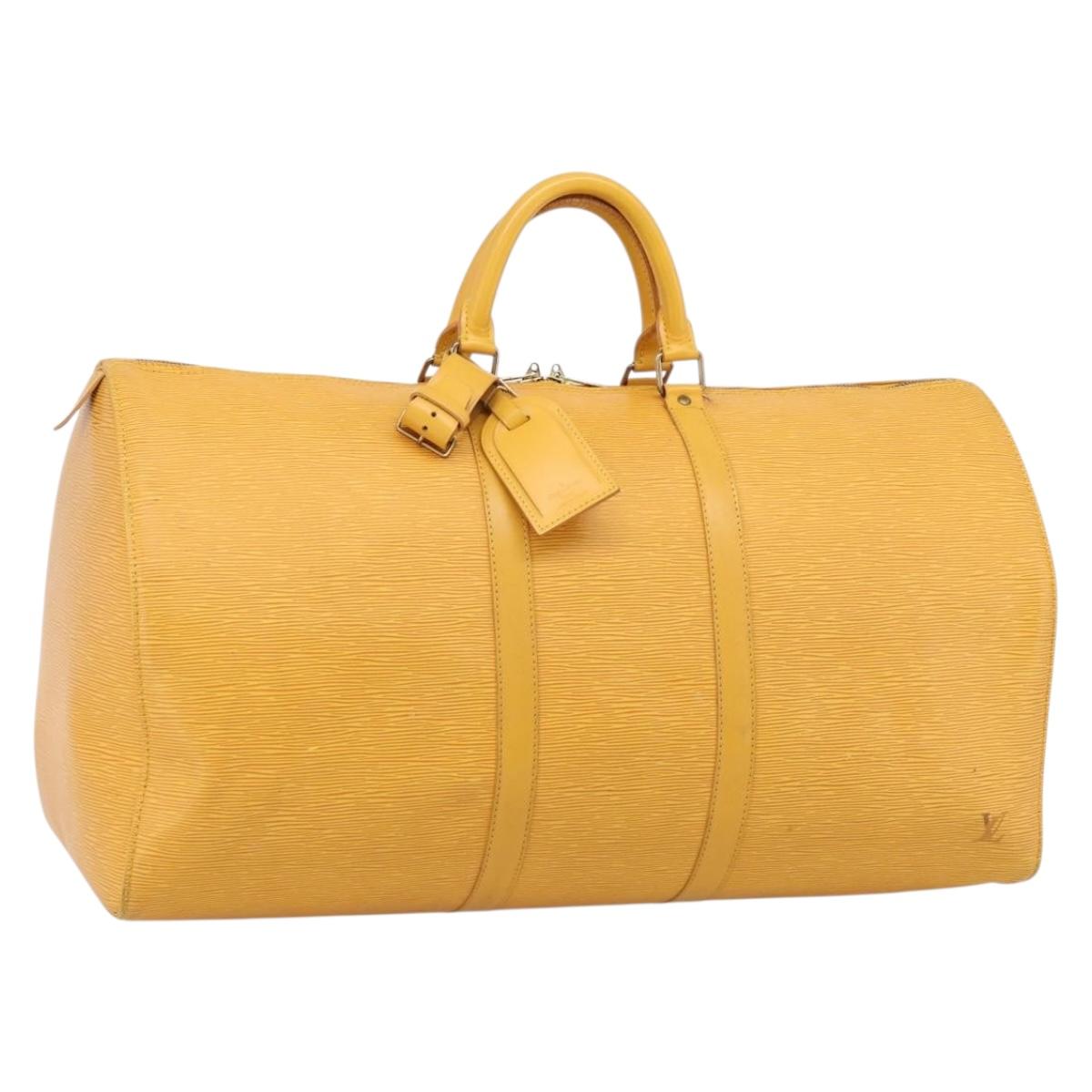LOUIS VUITTON Epi Keepall 55 Boston Bag Yellow LV Auth 207657A