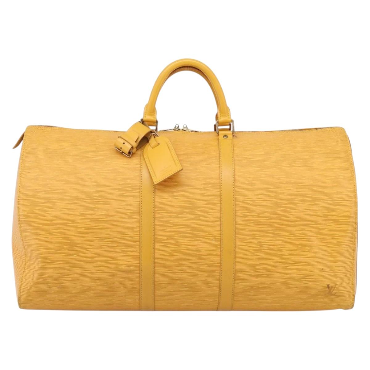 LOUIS VUITTON Epi Keepall 55 Boston Bag Yellow LV Auth 207657A