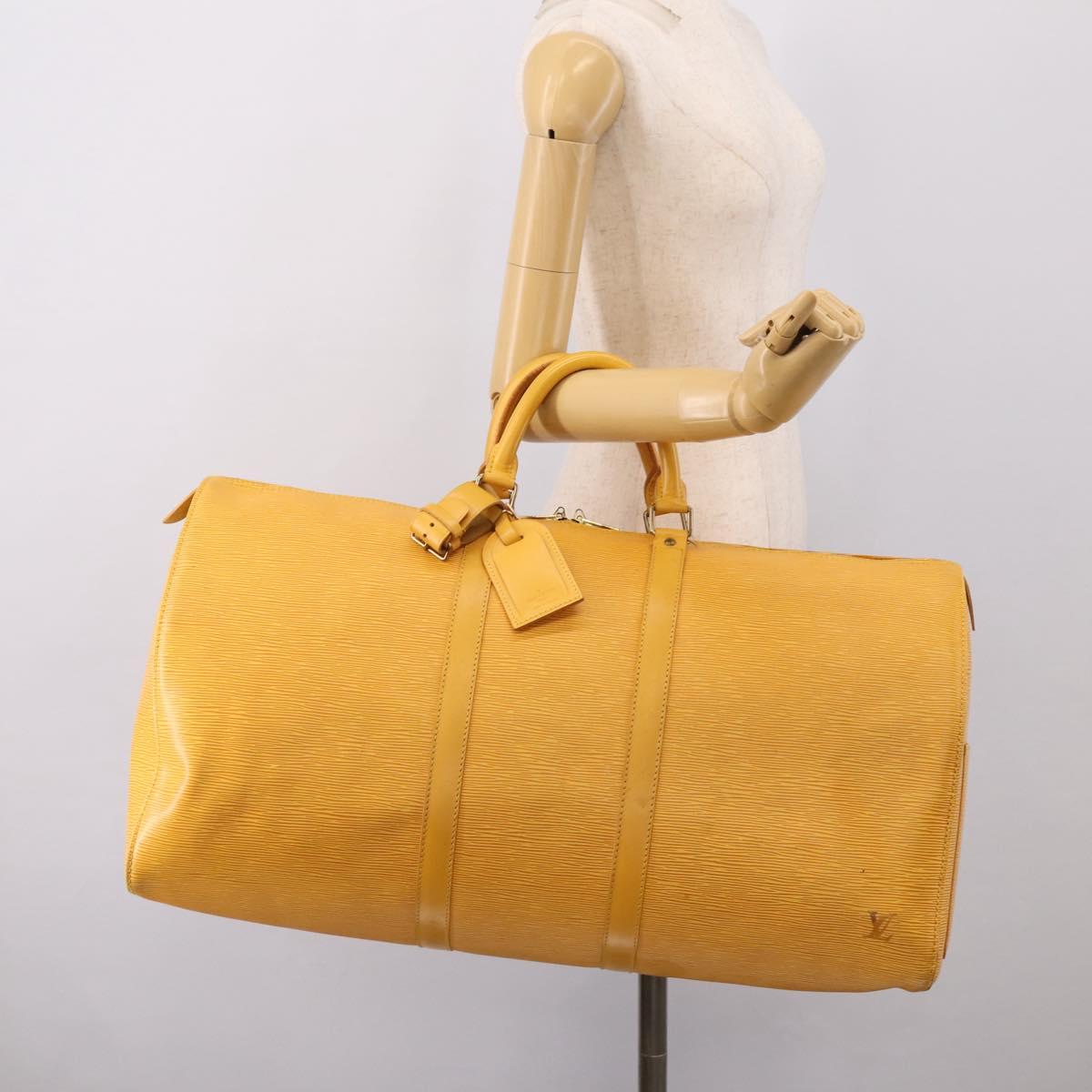 LOUIS VUITTON Epi Keepall 55 Boston Bag Yellow LV Auth 207657A