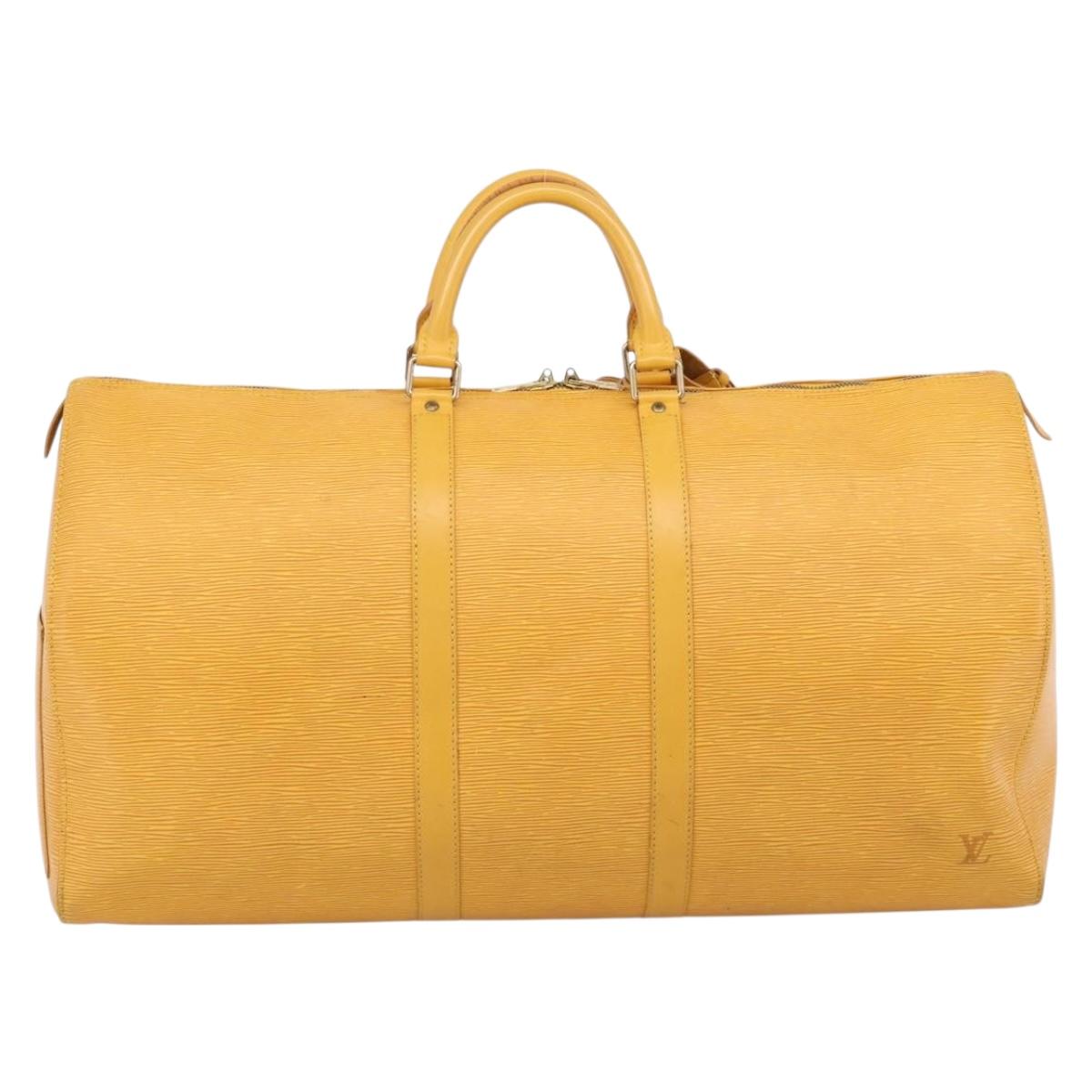 LOUIS VUITTON Epi Keepall 55 Boston Bag Yellow LV Auth 207657A