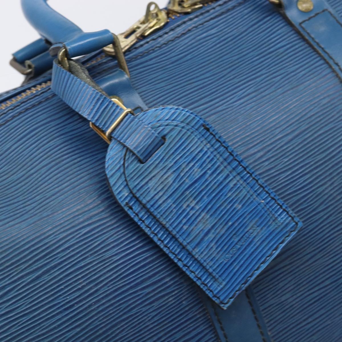 LOUIS VUITTON Epi Keepall 45 Boston Bag Blue M42975 LV Auth 207658