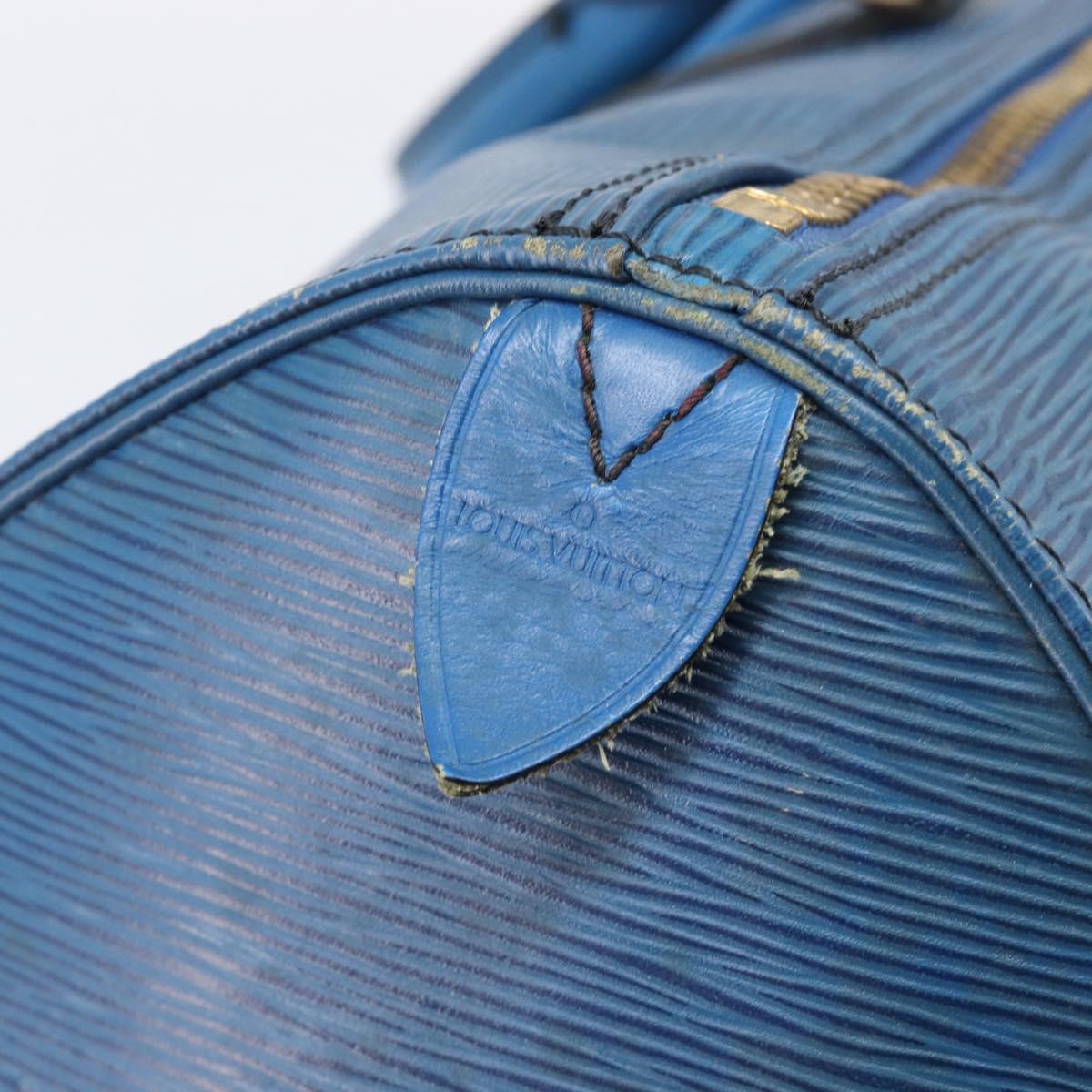 LOUIS VUITTON Epi Keepall 45 Boston Bag Blue M42975 LV Auth 207658
