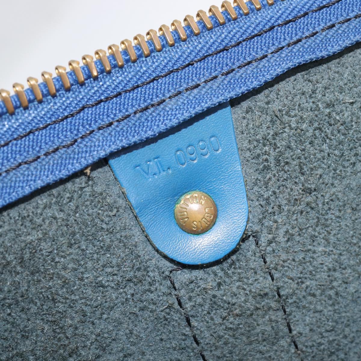 LOUIS VUITTON Epi Keepall 45 Boston Bag Blue M42975 LV Auth 207658