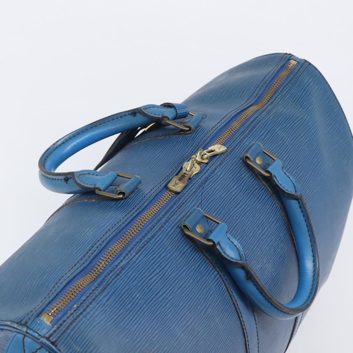 LOUIS VUITTON Epi Keepall 45 Boston Bag Blue M42975 LV Auth 207658