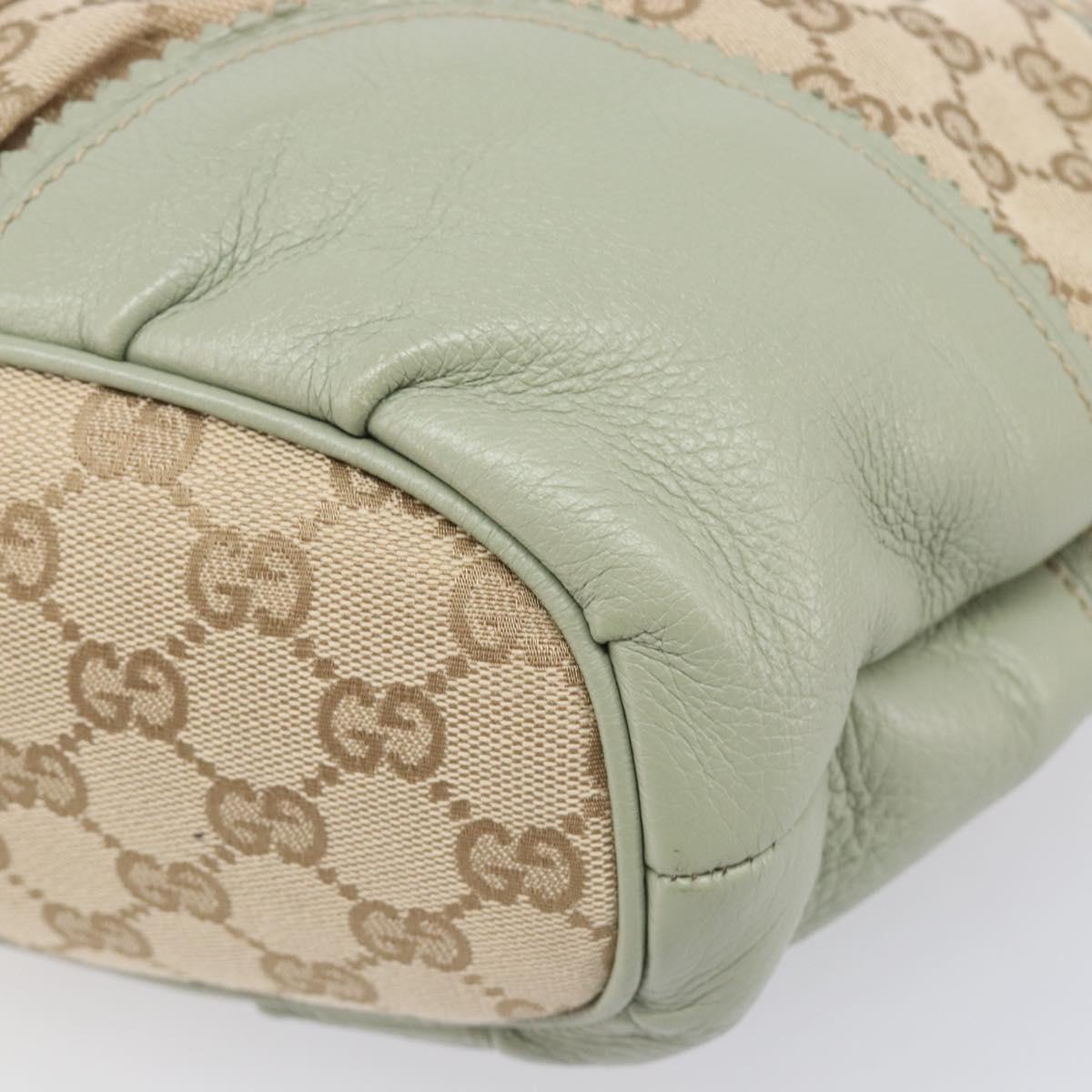 GUCCI GG Canvas Crest Tote Bag Beige Gold Tone 211955 Auth 207668V