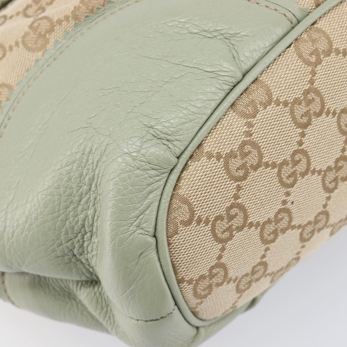 GUCCI GG Canvas Crest Tote Bag Beige Gold Tone 211955 Auth 207668V