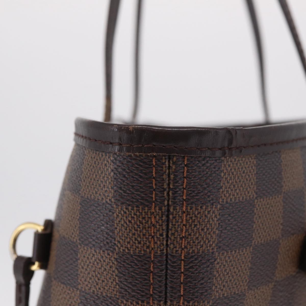 LOUIS VUITTON Damier Ebene Neverfull MM Tote Bag N51105 LV Auth 207670