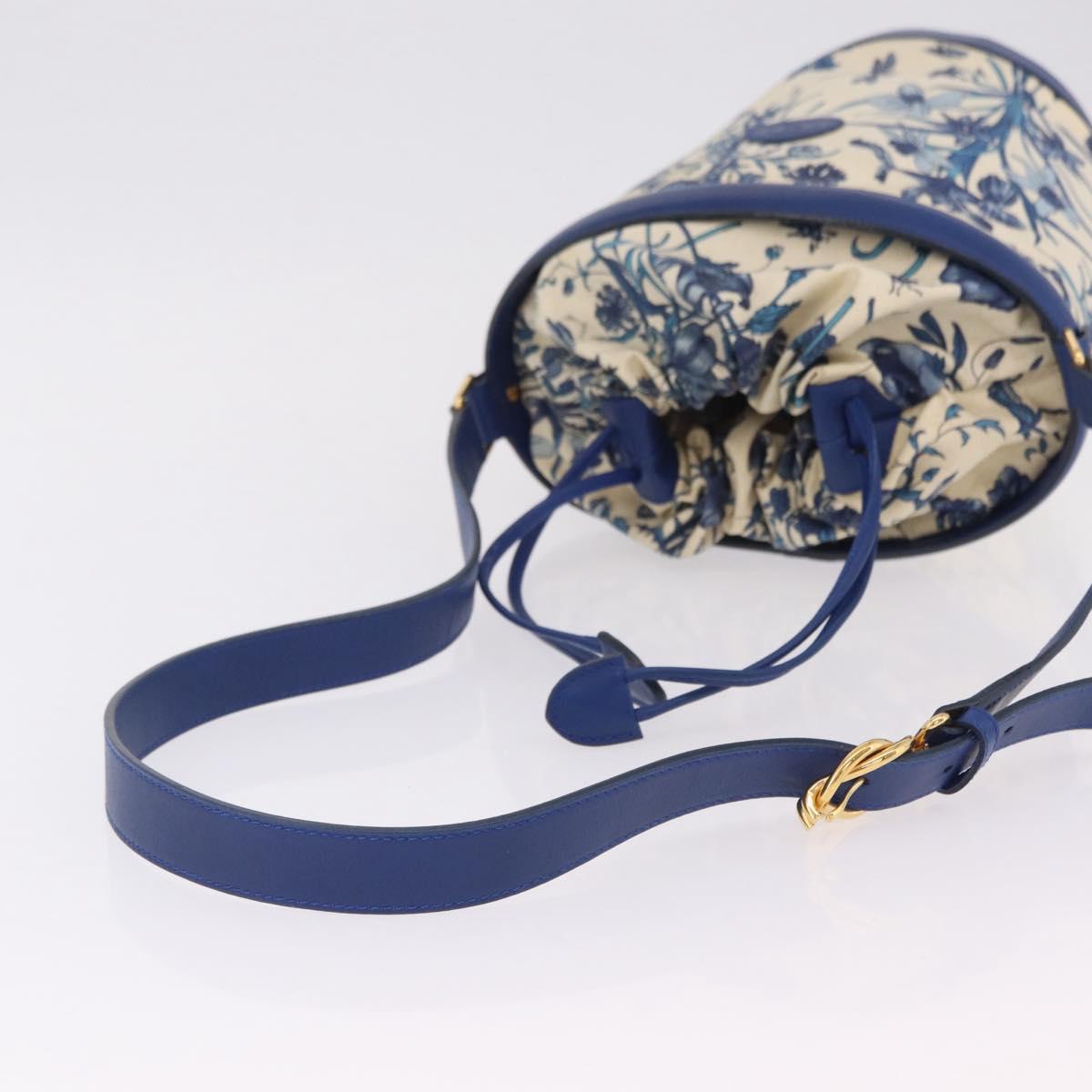 GUCCI Flora Shoulder Bag Canvas Blue Gold Tone 001 22 0757 Auth 207673