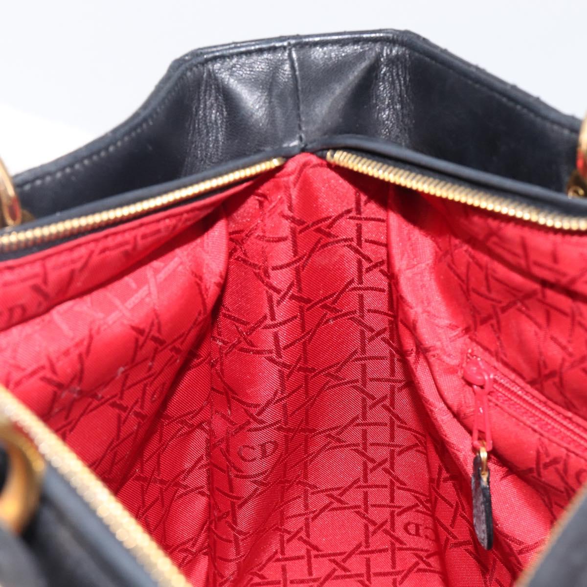 Christian Dior Cannage Lady Dior Large Hand Bag Lamb Skin Black Auth 207683V