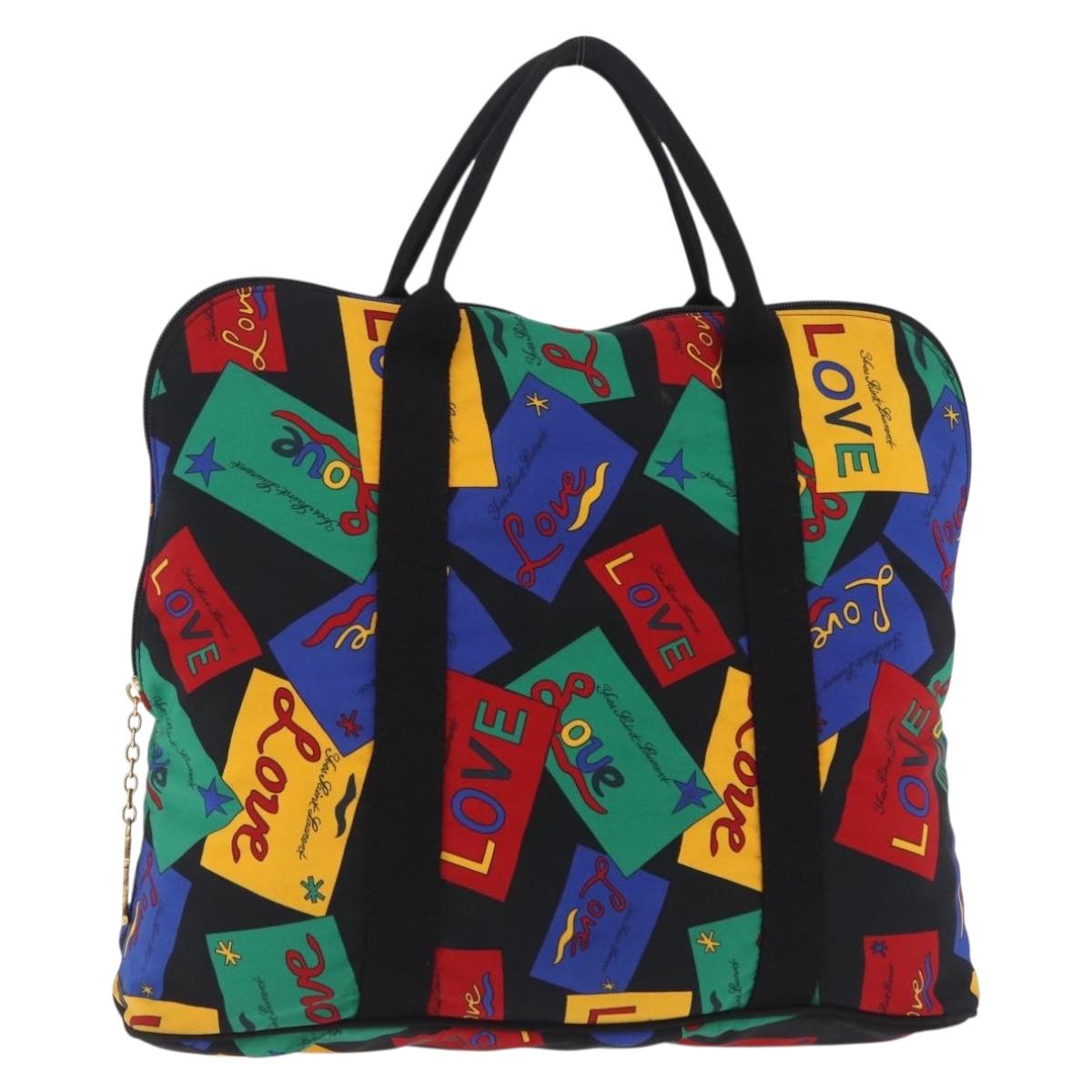 Saint Laurent Hand Bag Nylon Multicolor Gold Tone Auth 207686A