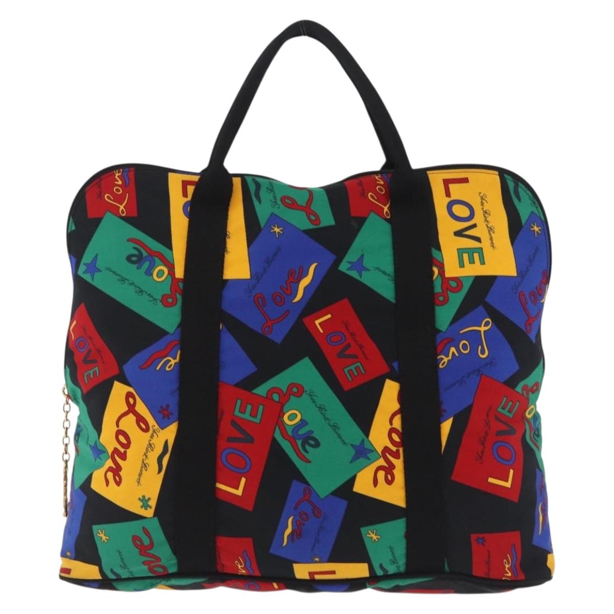 Saint Laurent Hand Bag Nylon Multicolor Gold Tone Auth 207686A
