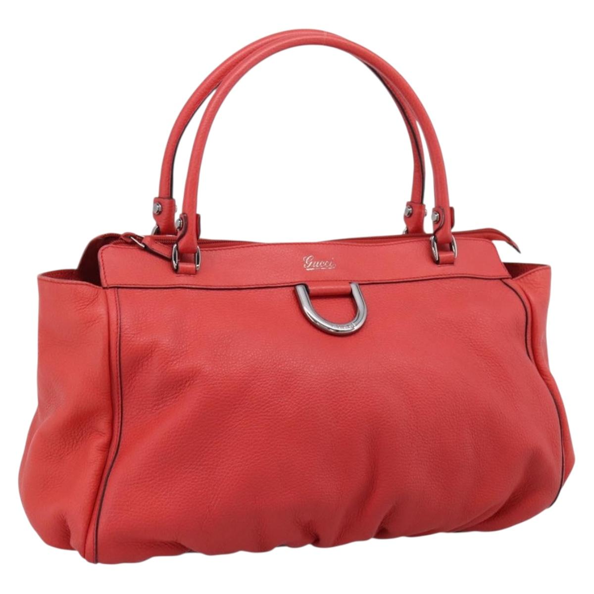 GUCCI Abbey Hand Bag Leather Outlet Red Silver 341491 Auth 207693V