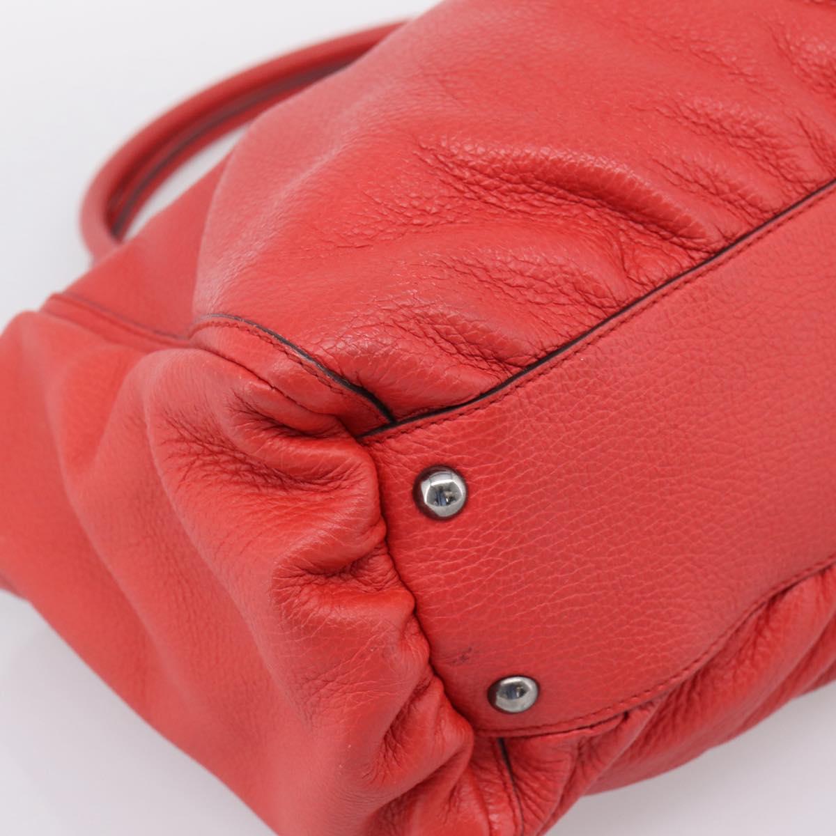 GUCCI Abbey Hand Bag Leather Outlet Red Silver 341491 Auth 207693V