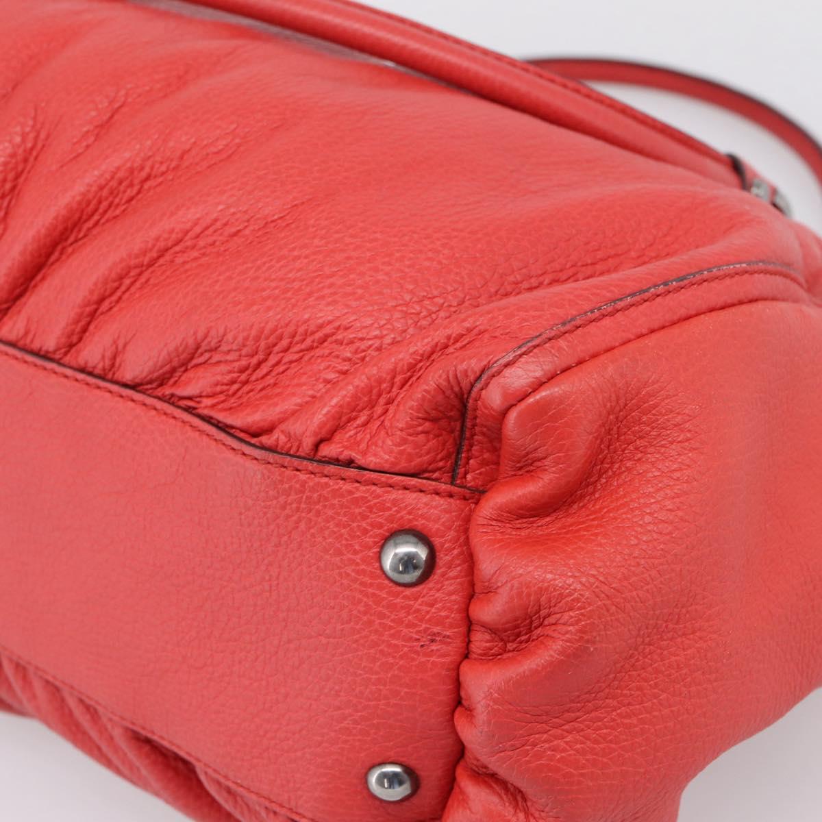 GUCCI Abbey Hand Bag Leather Outlet Red Silver 341491 Auth 207693V