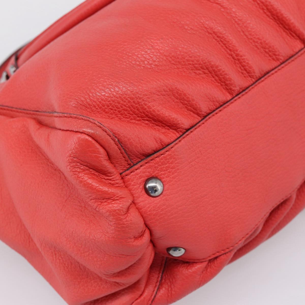 GUCCI Abbey Hand Bag Leather Outlet Red Silver 341491 Auth 207693V