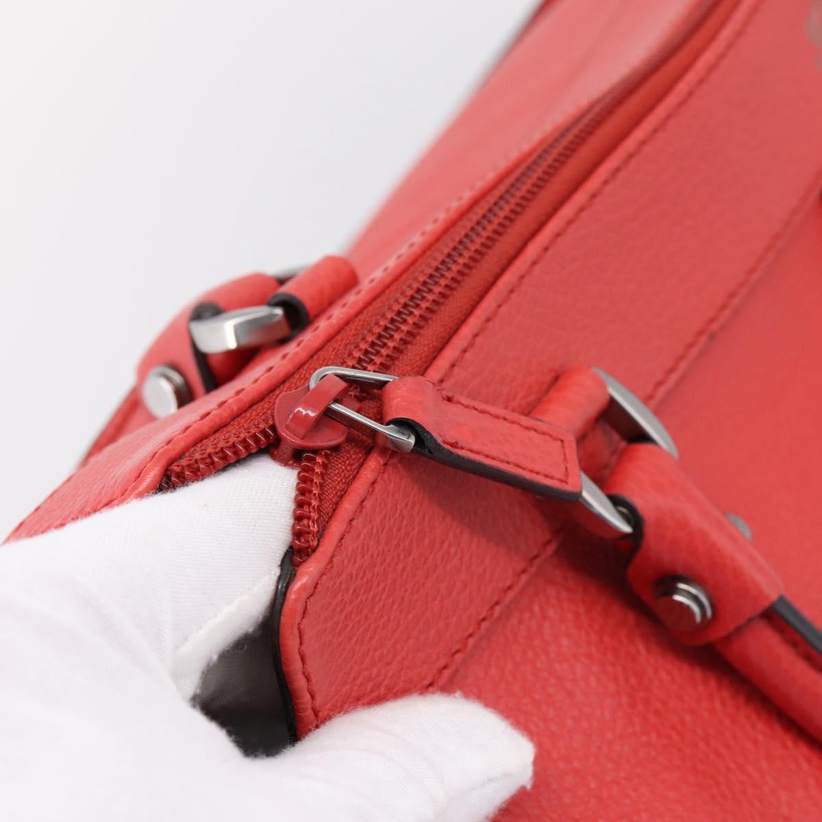 GUCCI Abbey Hand Bag Leather Outlet Red Silver 341491 Auth 207693V