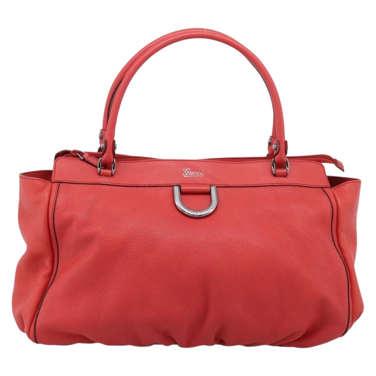 GUCCI Abbey Hand Bag Leather Outlet Red Silver 341491 Auth 207693V