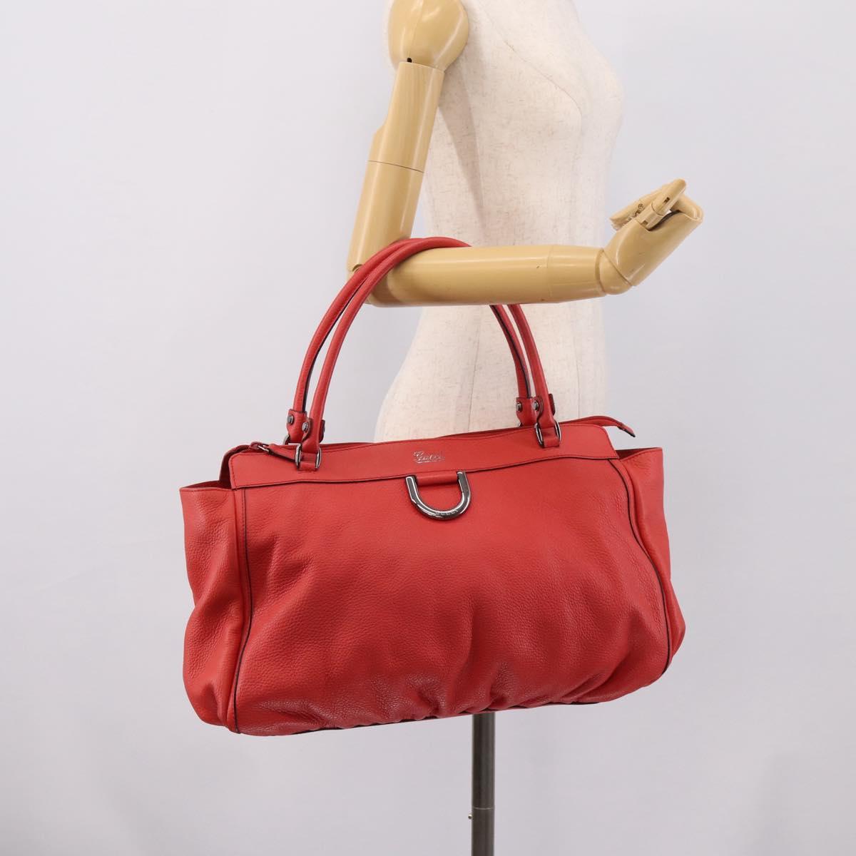 GUCCI Abbey Hand Bag Leather Outlet Red Silver 341491 Auth 207693V