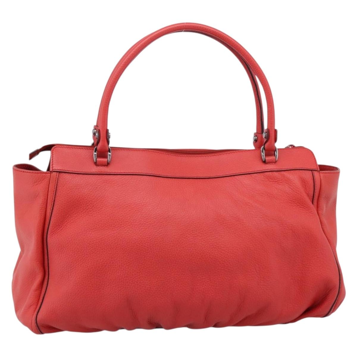 GUCCI Abbey Hand Bag Leather Outlet Red Silver 341491 Auth 207693V