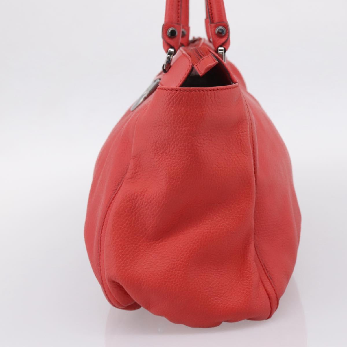 GUCCI Abbey Hand Bag Leather Outlet Red Silver 341491 Auth 207693V