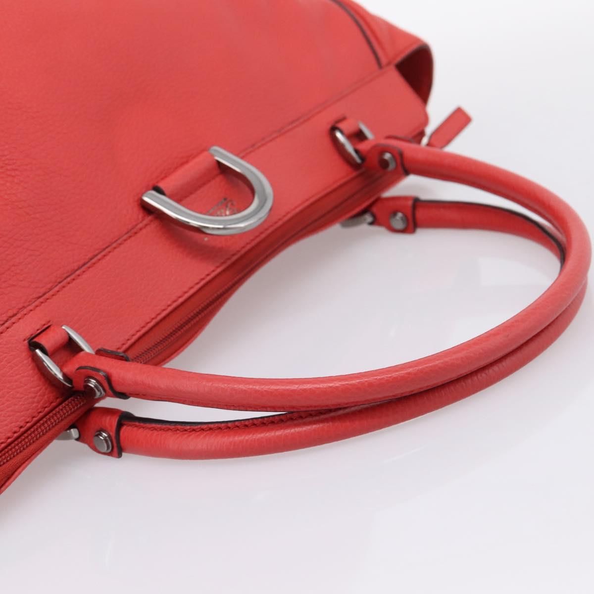 GUCCI Abbey Hand Bag Leather Outlet Red Silver 341491 Auth 207693V