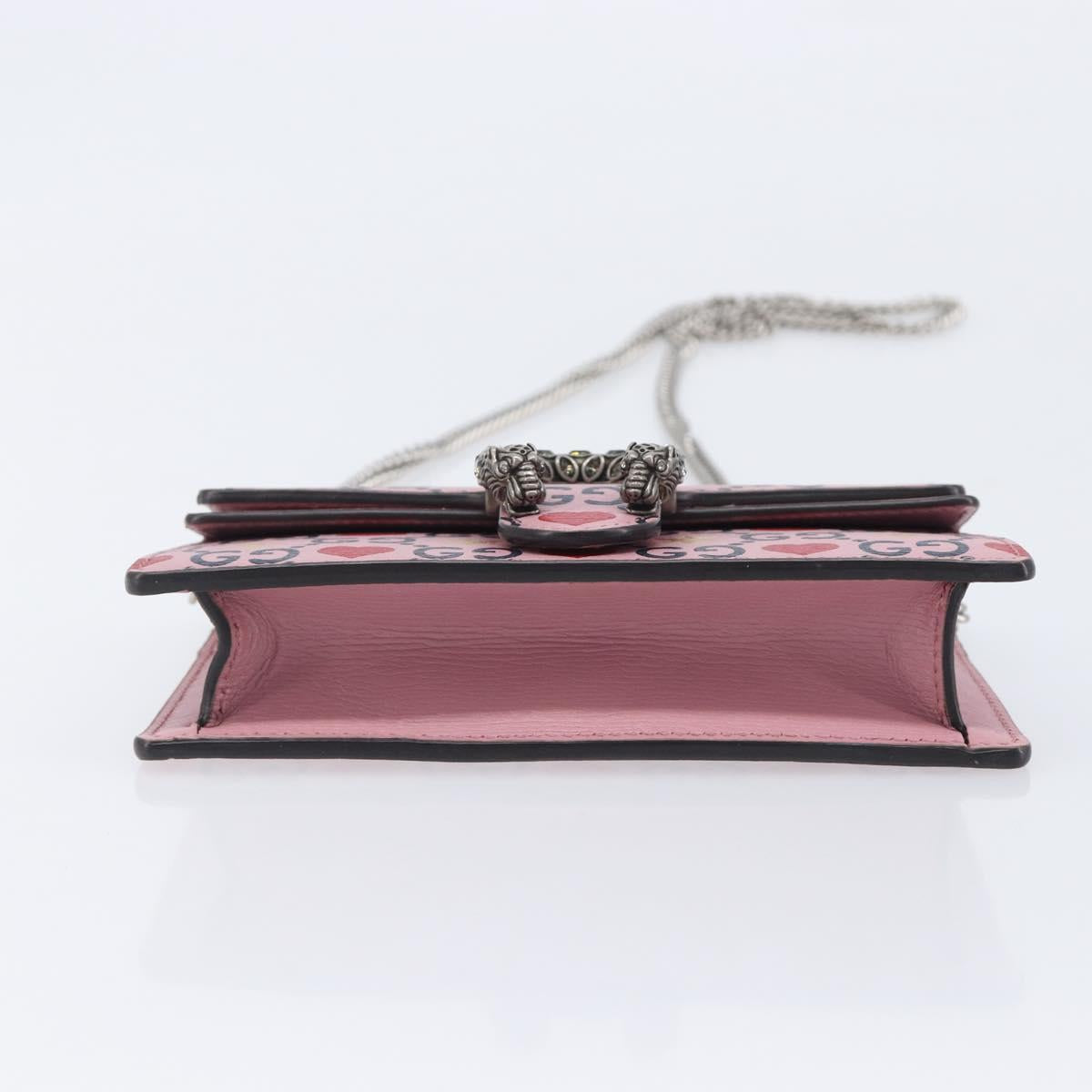 GUCCI Dionysus Chain Shoulder Bag Leather Pink Silver 476432 Auth 207694SAM