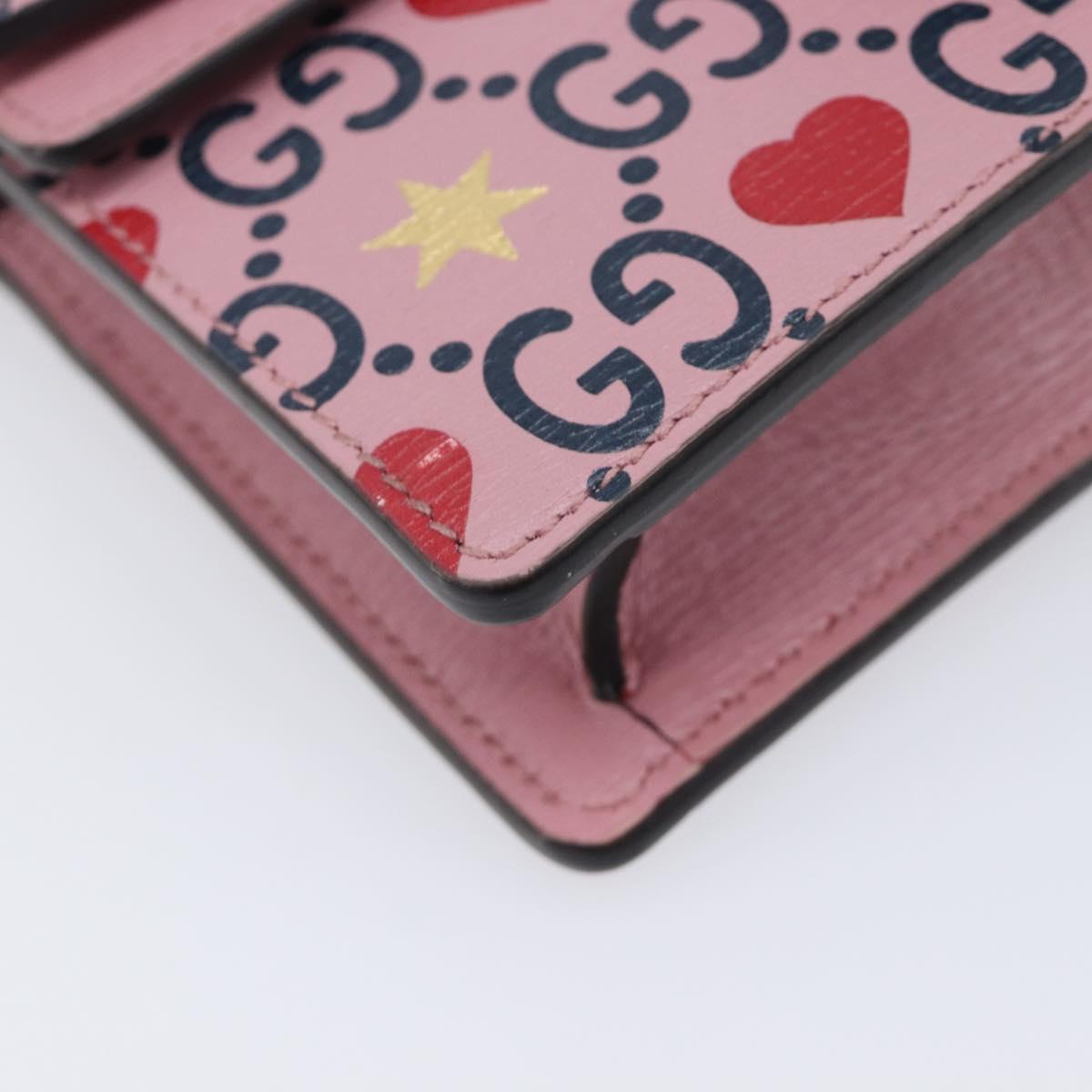 GUCCI Dionysus Chain Shoulder Bag Leather Pink Silver 476432 Auth 207694SAM