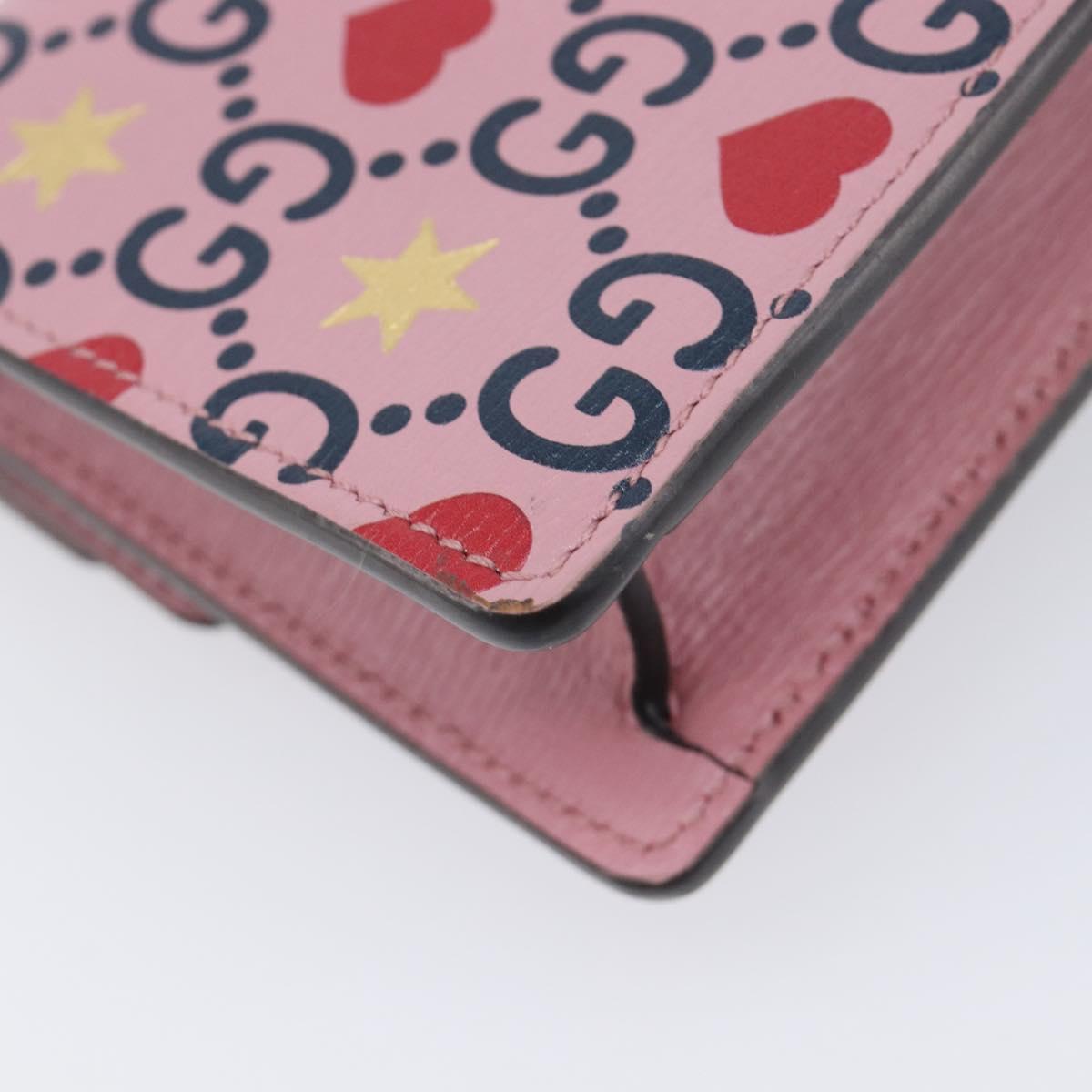 GUCCI Dionysus Chain Shoulder Bag Leather Pink Silver 476432 Auth 207694SAM