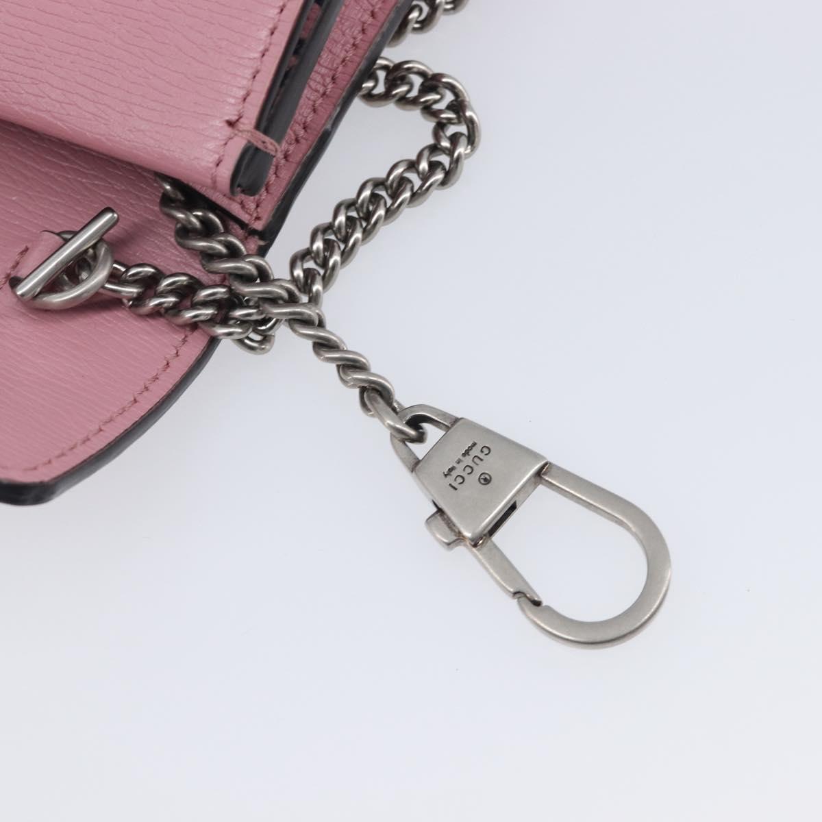 GUCCI Dionysus Chain Shoulder Bag Leather Pink Silver 476432 Auth 207694SAM