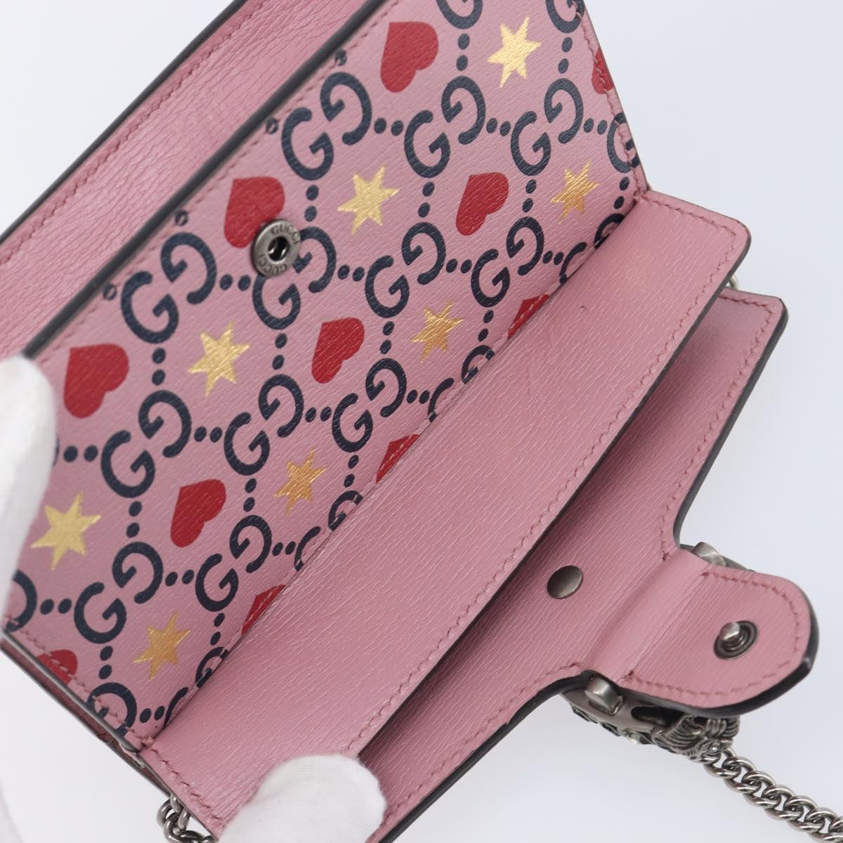 GUCCI Dionysus Chain Shoulder Bag Leather Pink Silver 476432 Auth 207694SAM