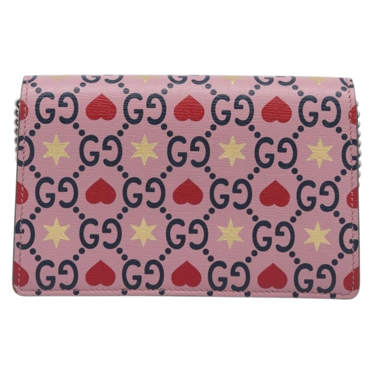 GUCCI Dionysus Chain Shoulder Bag Leather Pink Silver 476432 Auth 207694SAM