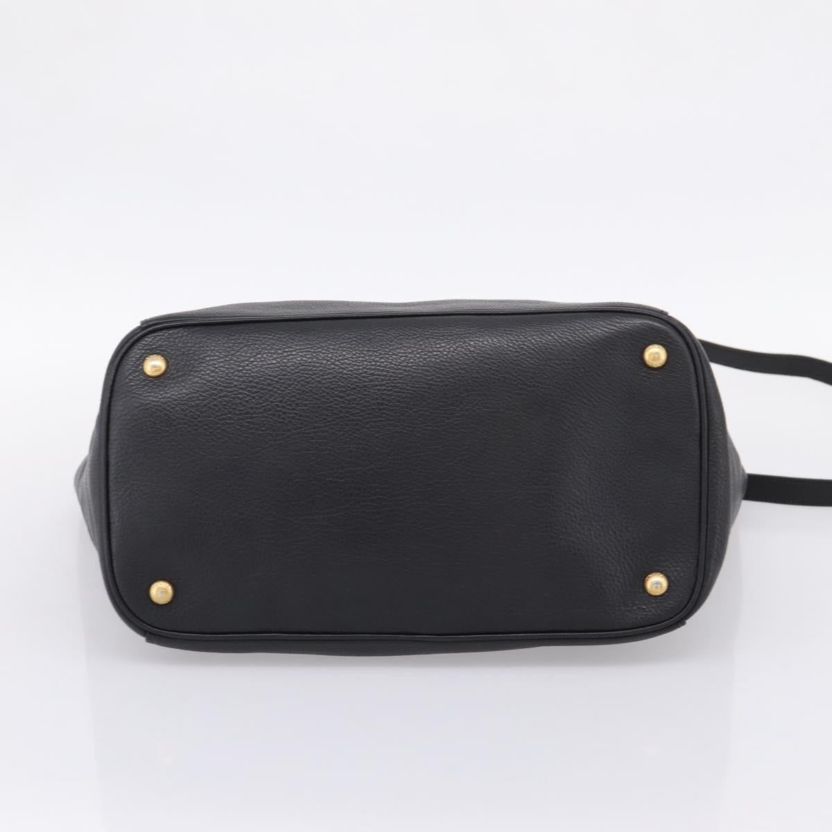 PRADA Hand Bag Leather 2way Black Gold Tone Auth 207702V