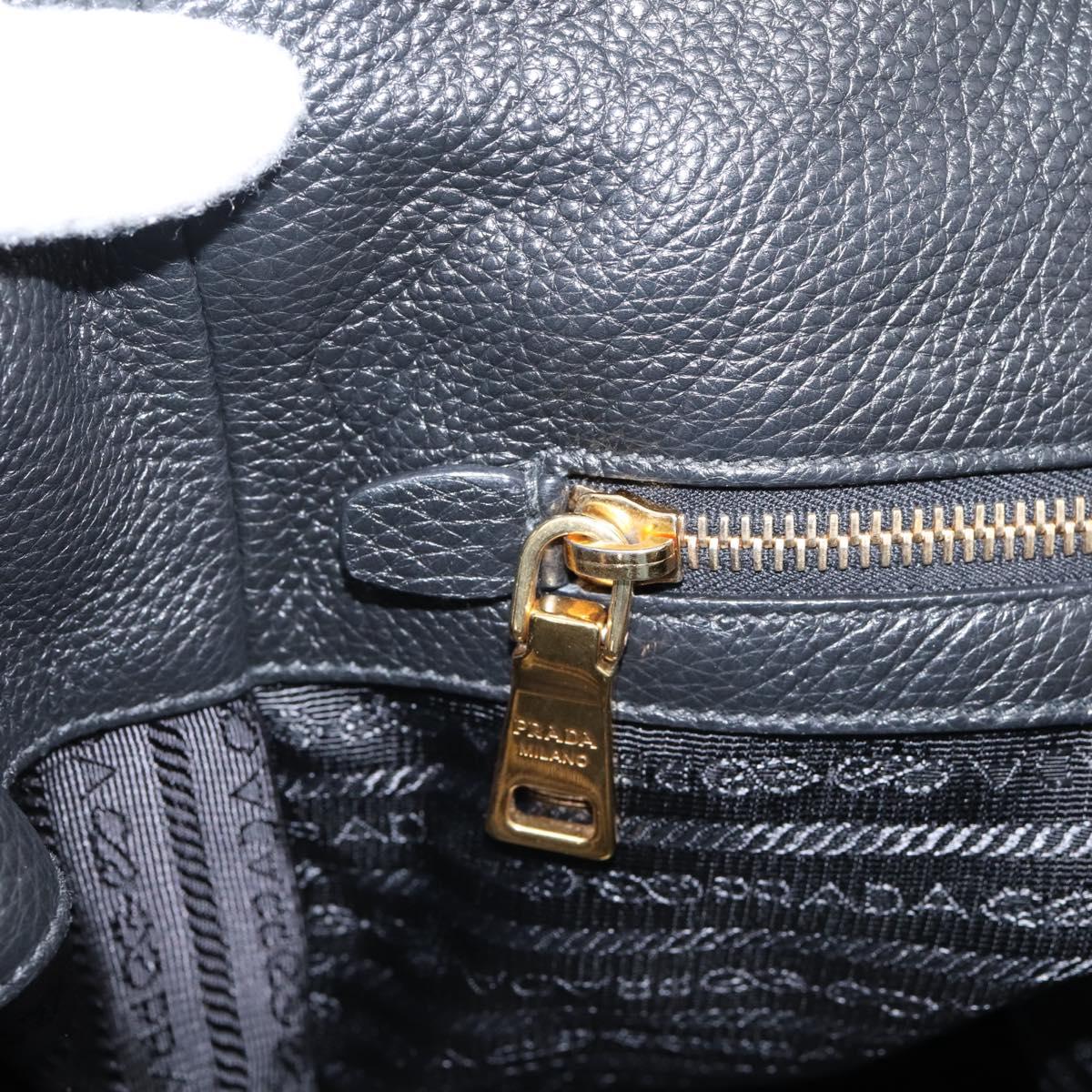 PRADA Hand Bag Leather 2way Black Gold Tone Auth 207702V
