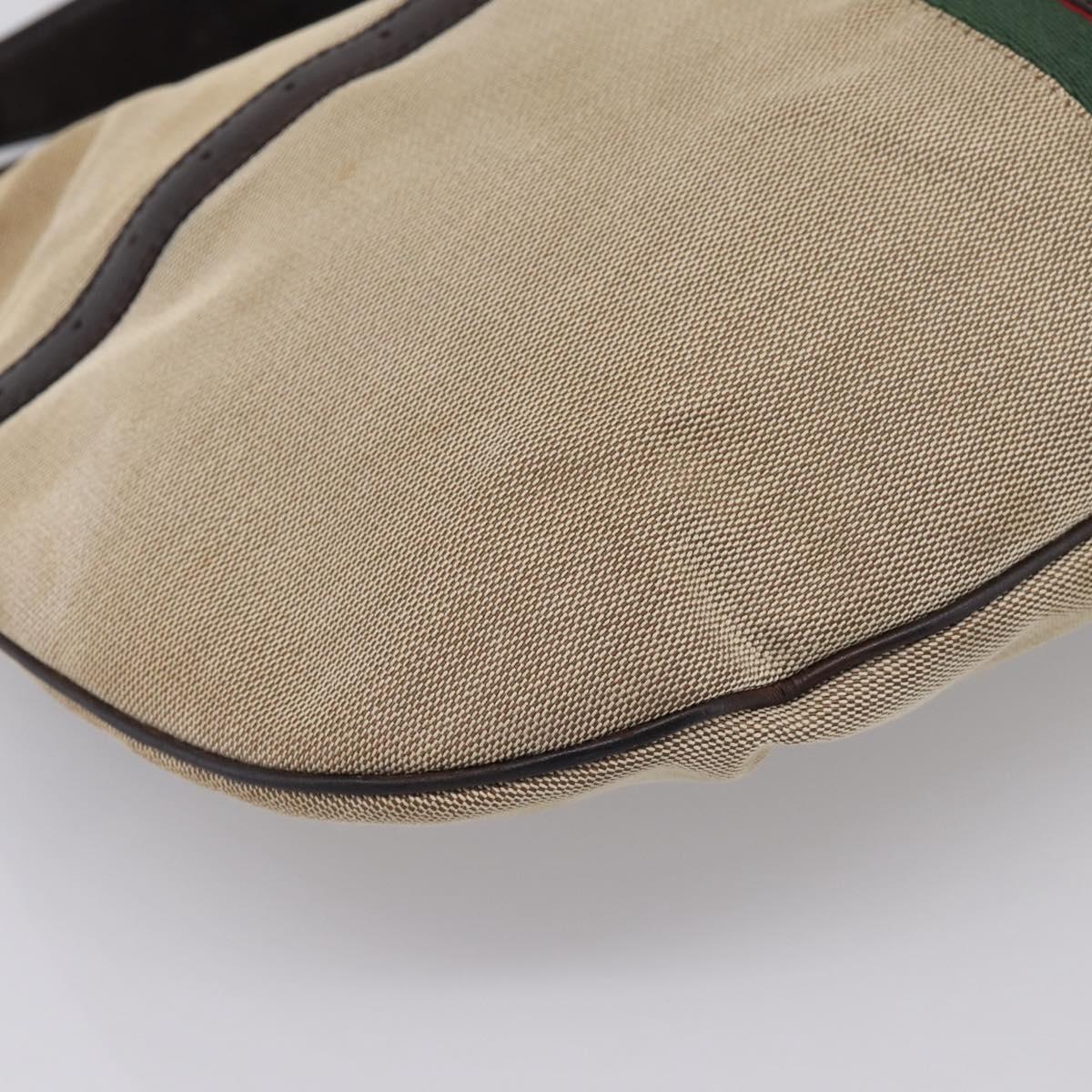 GUCCI Interlocking G Shoulder Bag Canvas Beige Silver 114871 Auth 207703