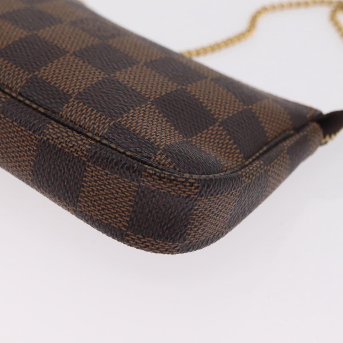 LOUIS VUITTON Damier Ebene Mini Pochette Accessoires Pouch N58009 Auth 207712V
