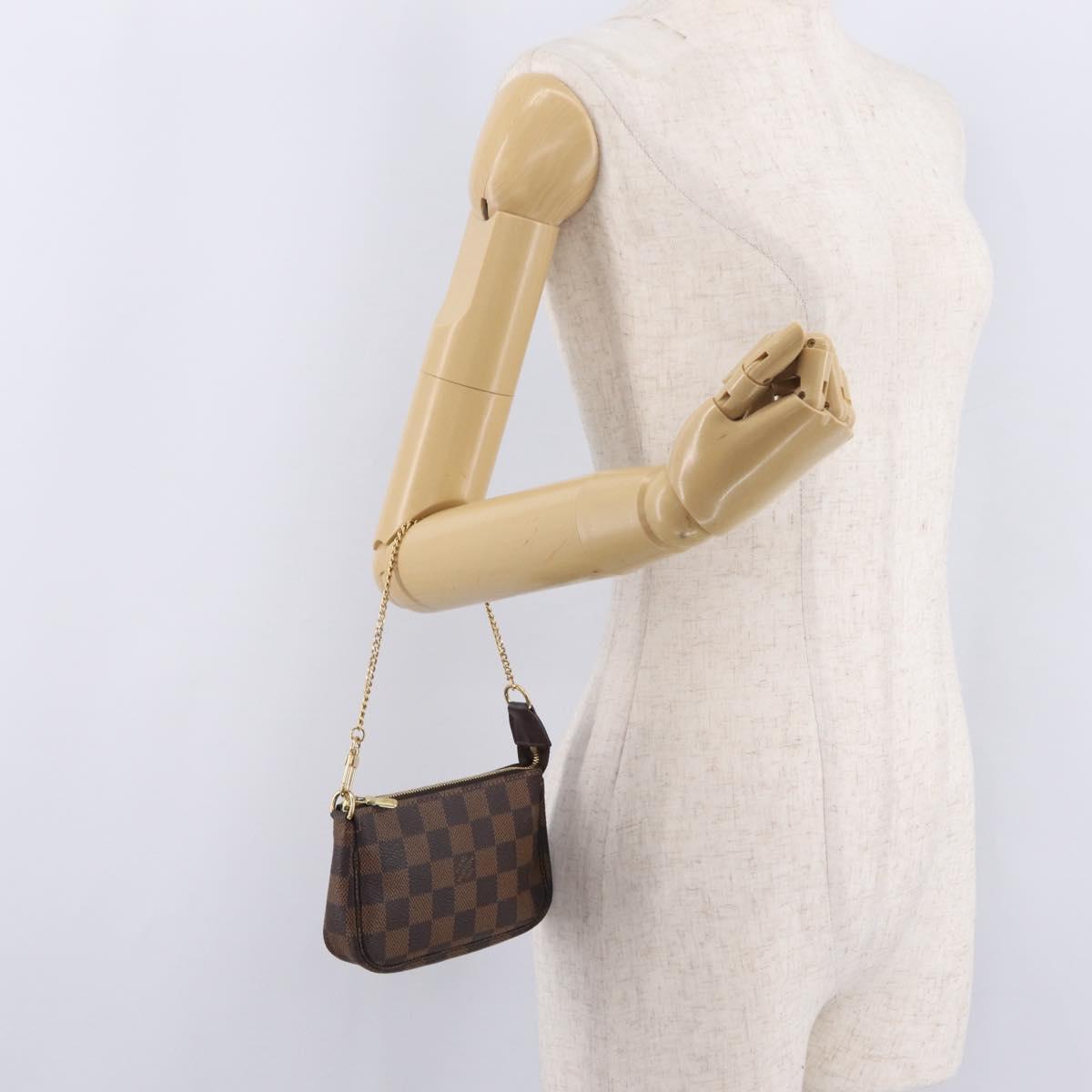 LOUIS VUITTON Damier Ebene Mini Pochette Accessoires Pouch N58009 Auth 207712V