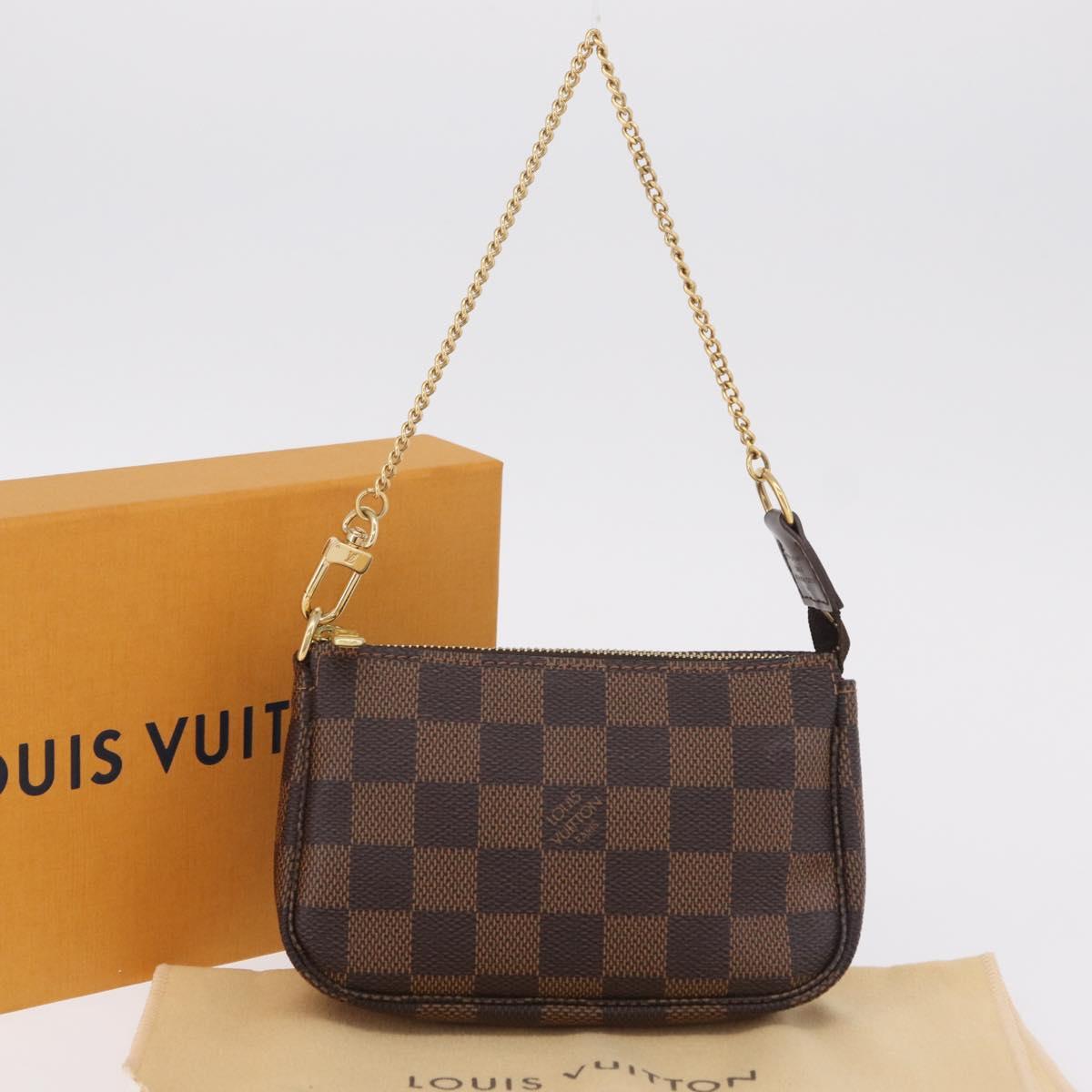 LOUIS VUITTON Damier Ebene Mini Pochette Accessoires Pouch N58009 Auth 207712V