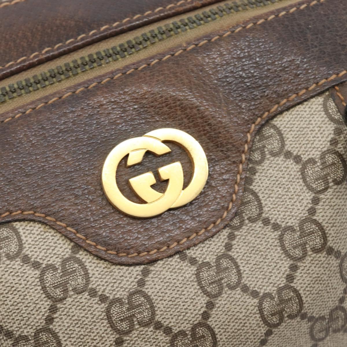 GUCCI GG Supreme Boston Bag PVC Beige Gold Tone 25 02 2112 Auth 207725