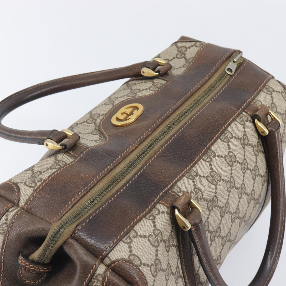GUCCI GG Supreme Boston Bag PVC Beige Gold Tone 25 02 2112 Auth 207725