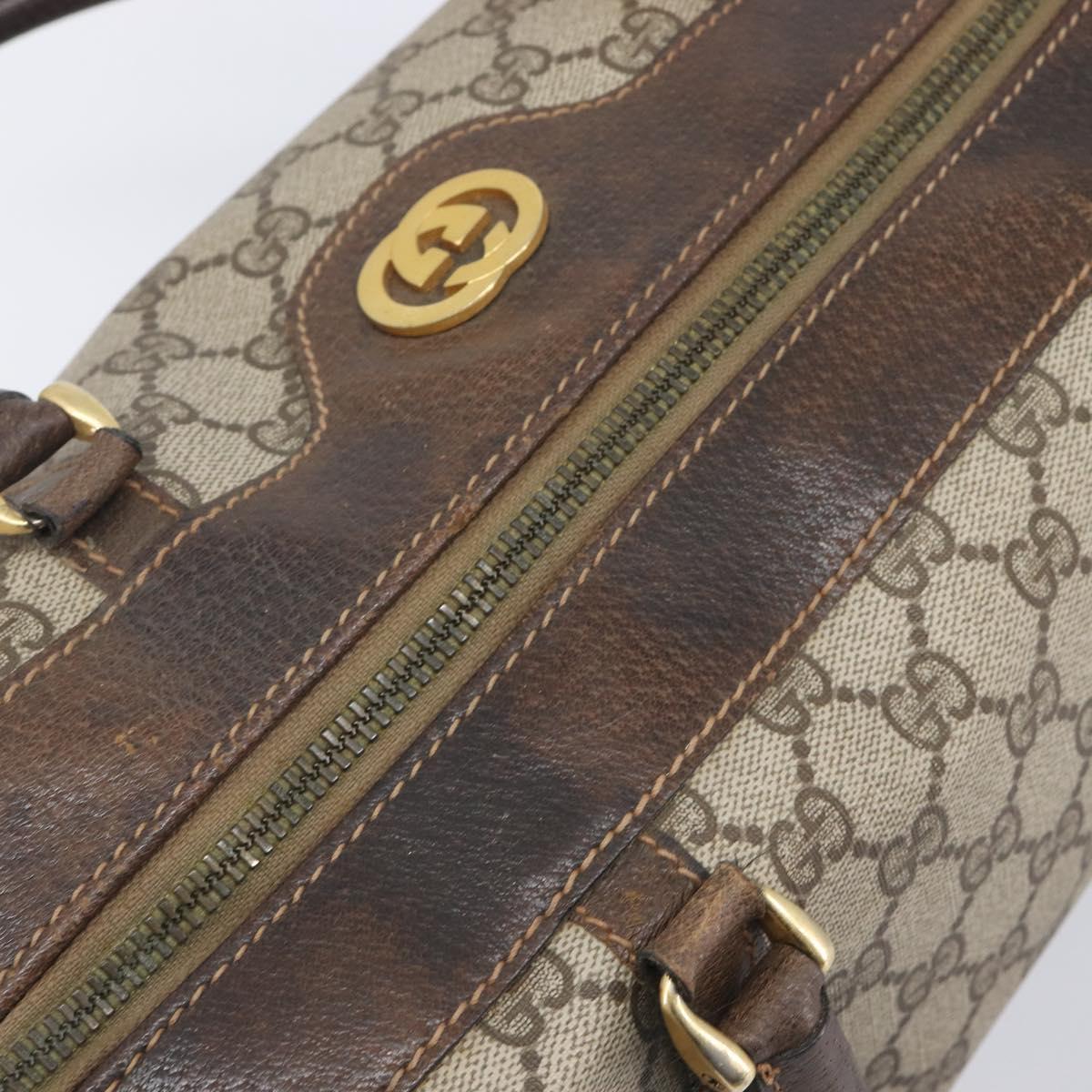 GUCCI GG Supreme Boston Bag PVC Beige Gold Tone 25 02 2112 Auth 207725