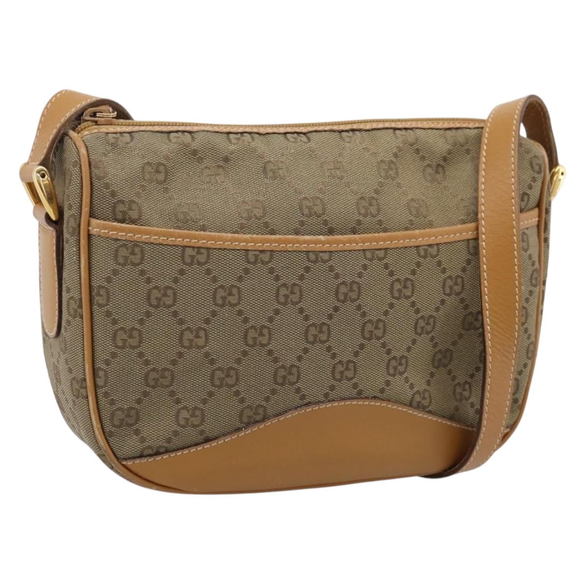 GUCCI GG Canvas Shoulder Bag Beige Gold Tone 007 290 4 0209 0 Auth 207728