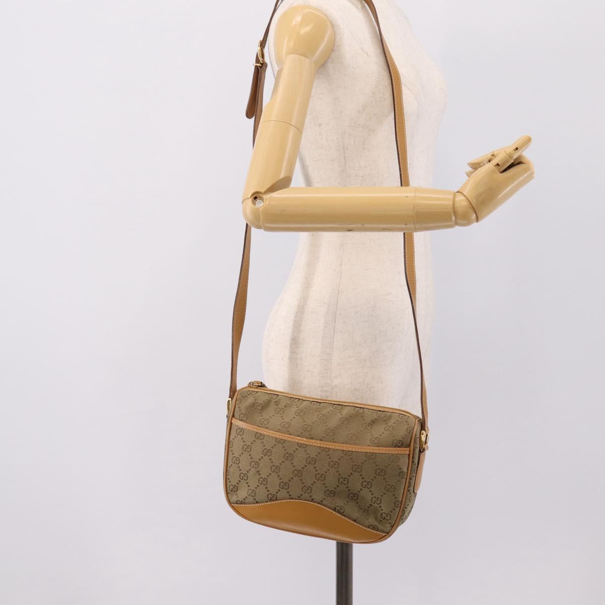 GUCCI GG Canvas Shoulder Bag Beige Gold Tone 007 290 4 0209 0 Auth 207728